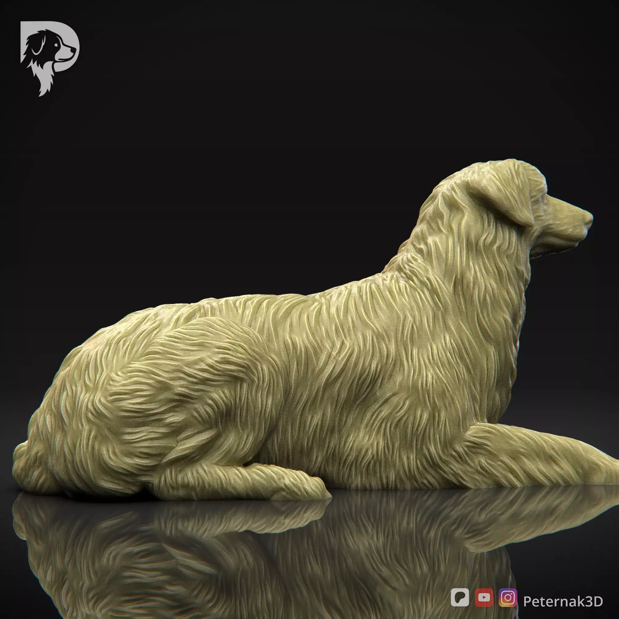 Dog 3D Print Model Australian Shepherd Dog Pose 07 Ready STL 3D print model_5