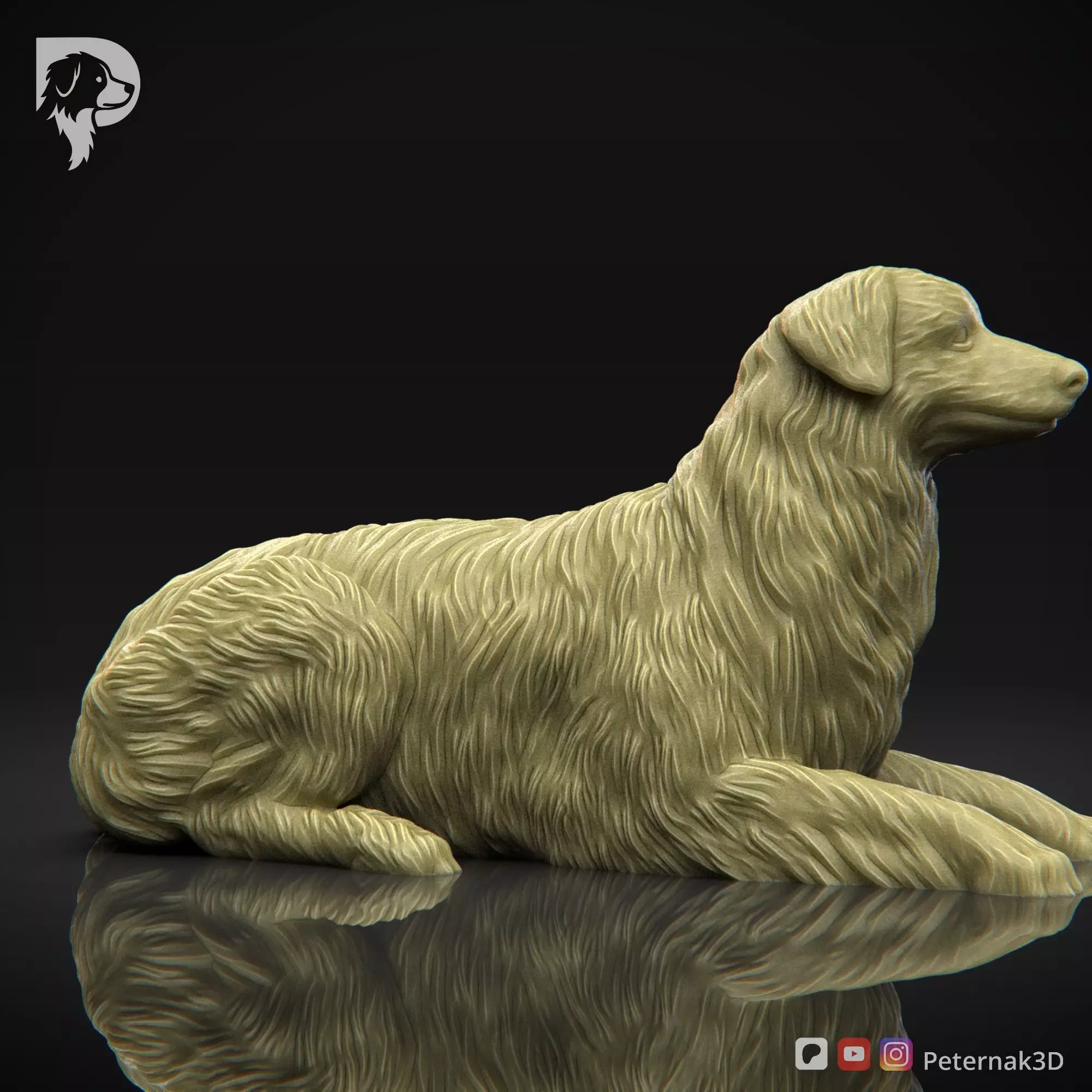 Dog 3D Print Model Australian Shepherd Dog Pose 07 Ready STL 3D print model_4