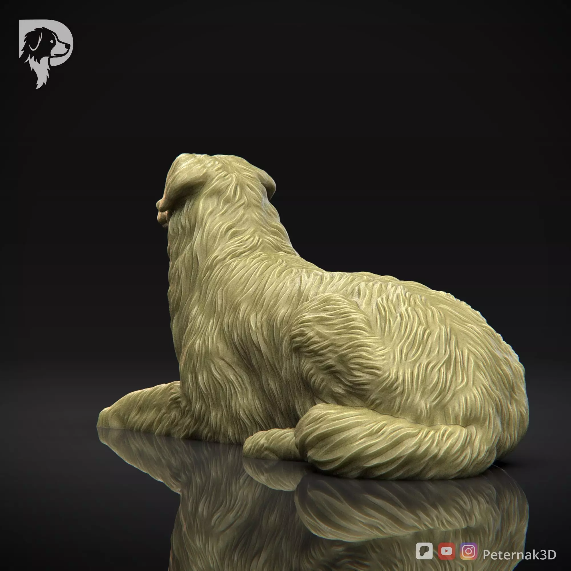 Dog 3D Print Model Australian Shepherd Dog Pose 07 Ready STL 3D print model_8