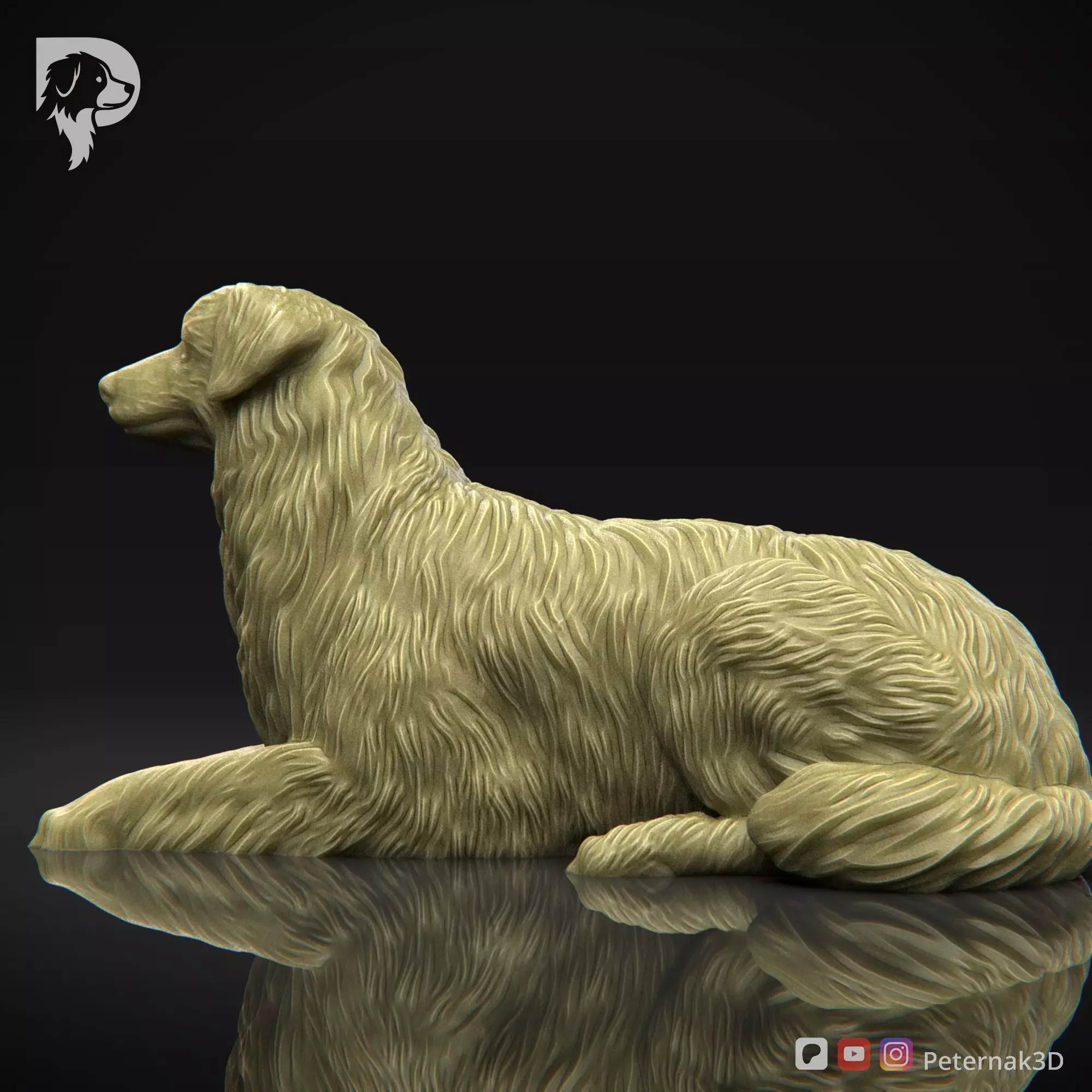 Dog 3D Print Model Australian Shepherd Dog Pose 07 Ready STL 3D print model_9