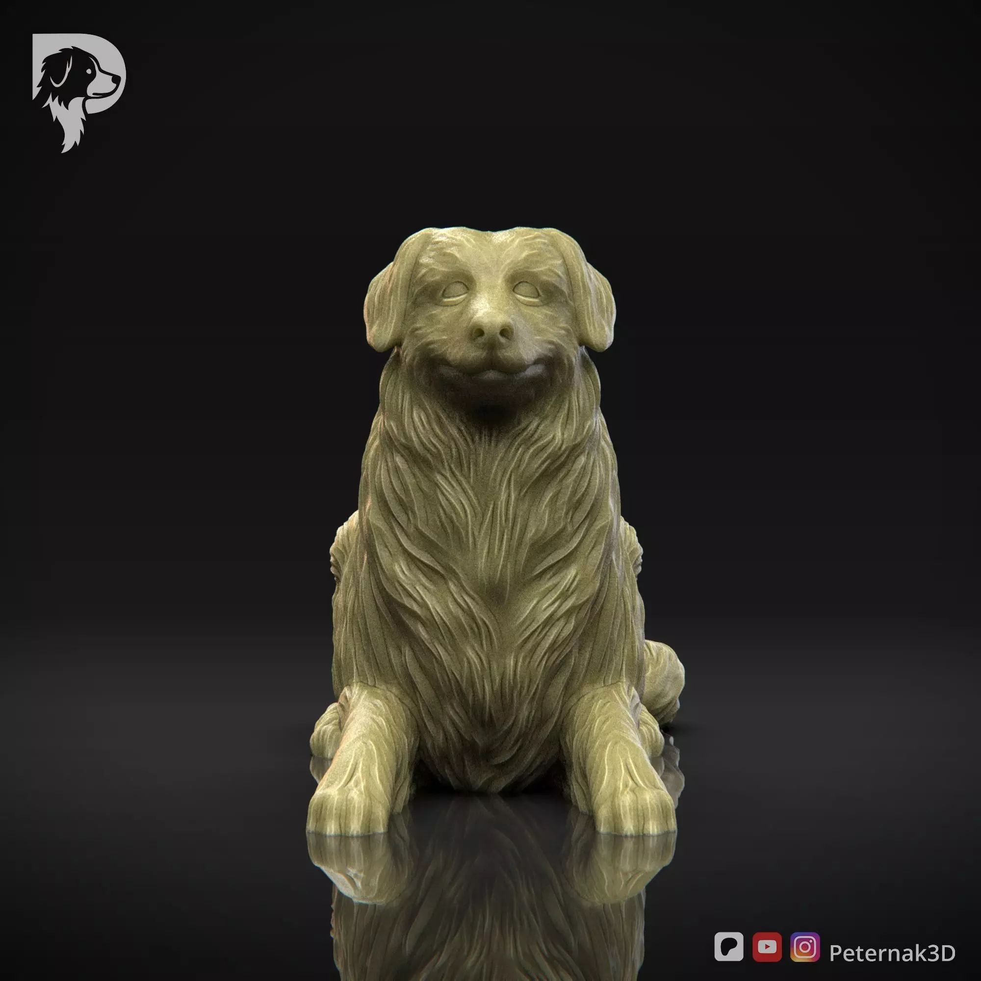 Dog 3D Print Model Australian Shepherd Dog Pose 07 Ready STL 3D print model_2