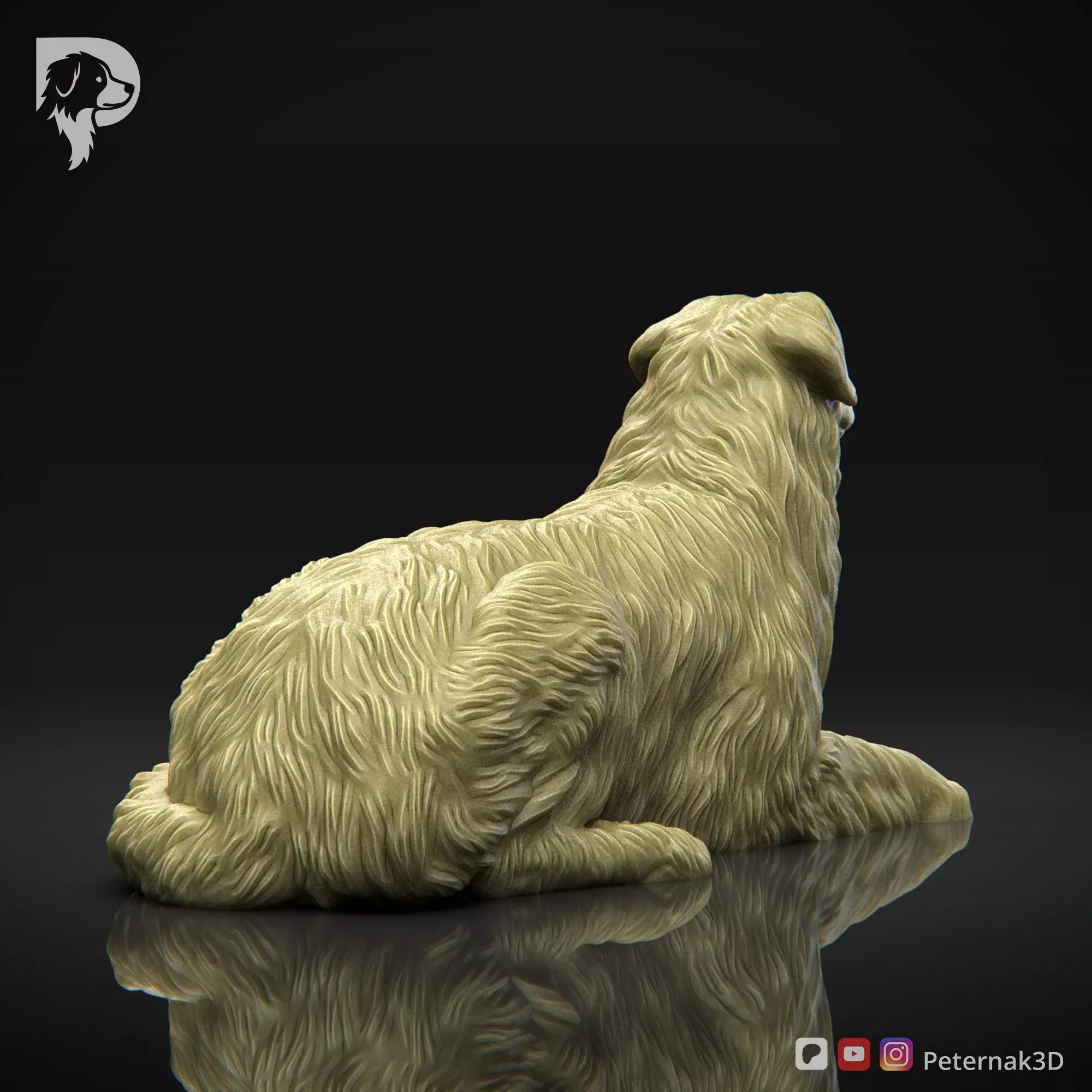 Dog 3D Print Model Australian Shepherd Dog Pose 07 Ready STL 3D print model_6