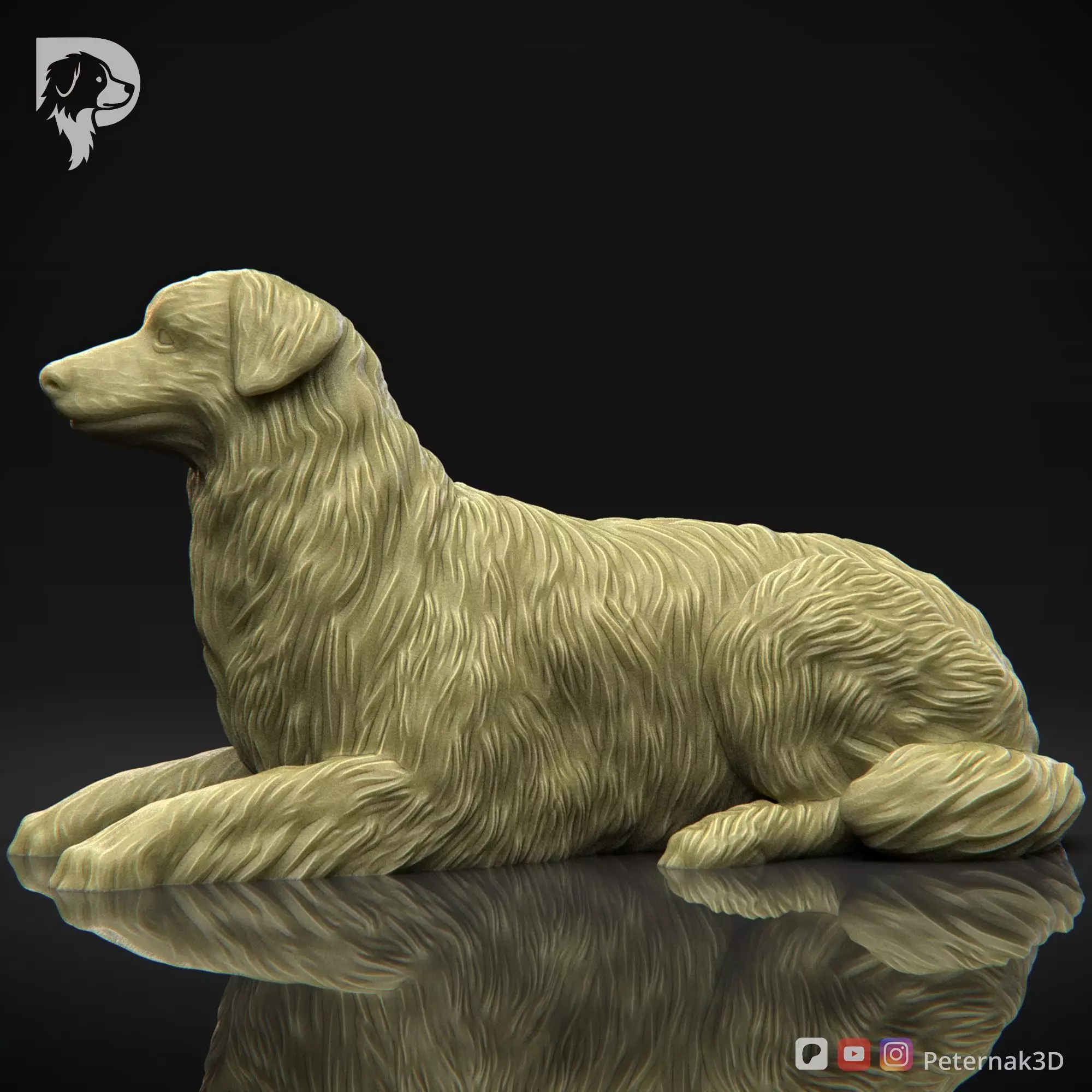 Dog 3D Print Model Australian Shepherd Dog Pose 07 Ready STL 3D print model_10