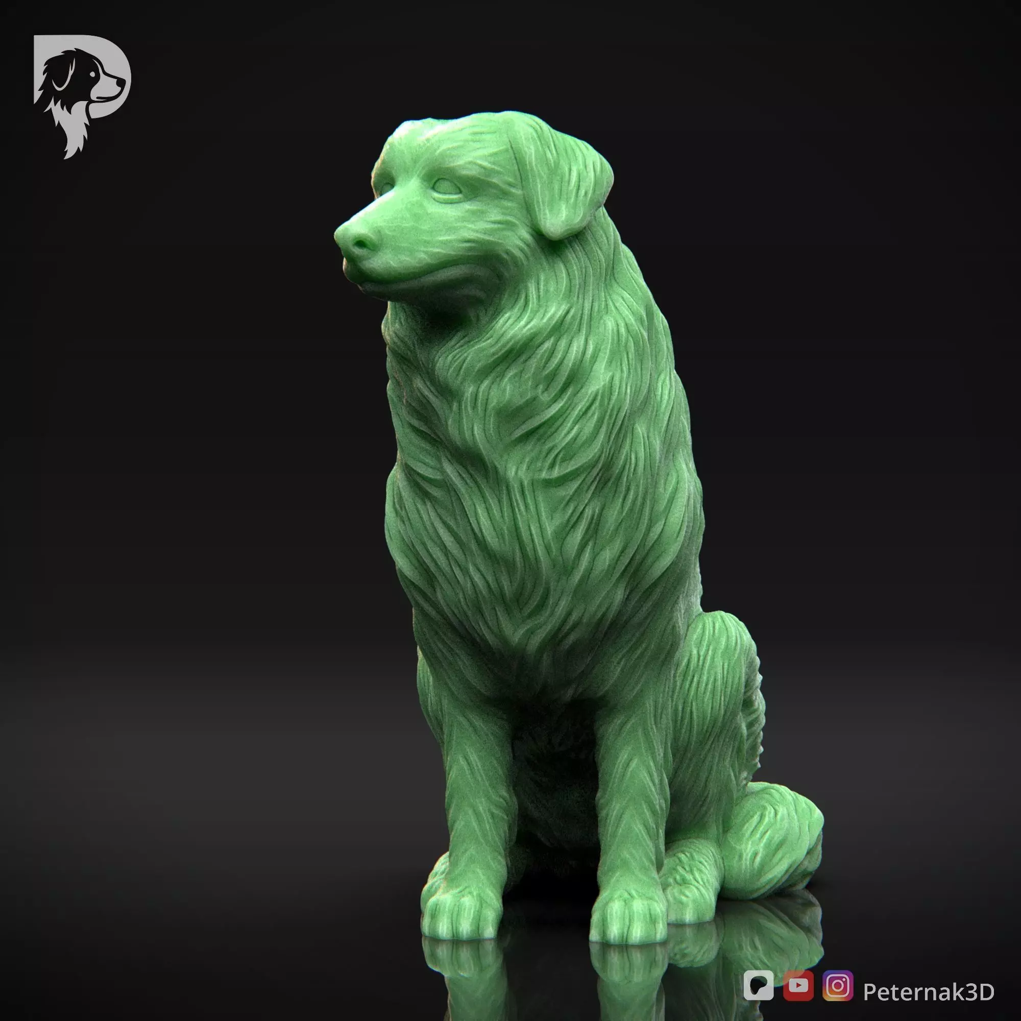 Dog 3D Print Model Australian Shepherd Dog Pose 06 Ready STL 3D print model_11