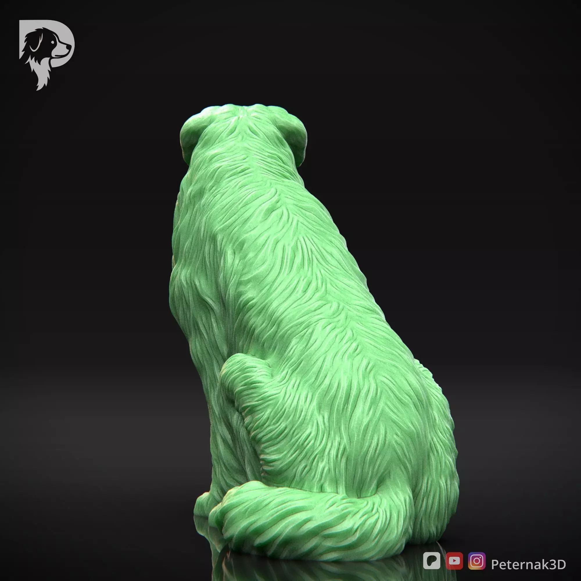 Dog 3D Print Model Australian Shepherd Dog Pose 06 Ready STL 3D print model_7
