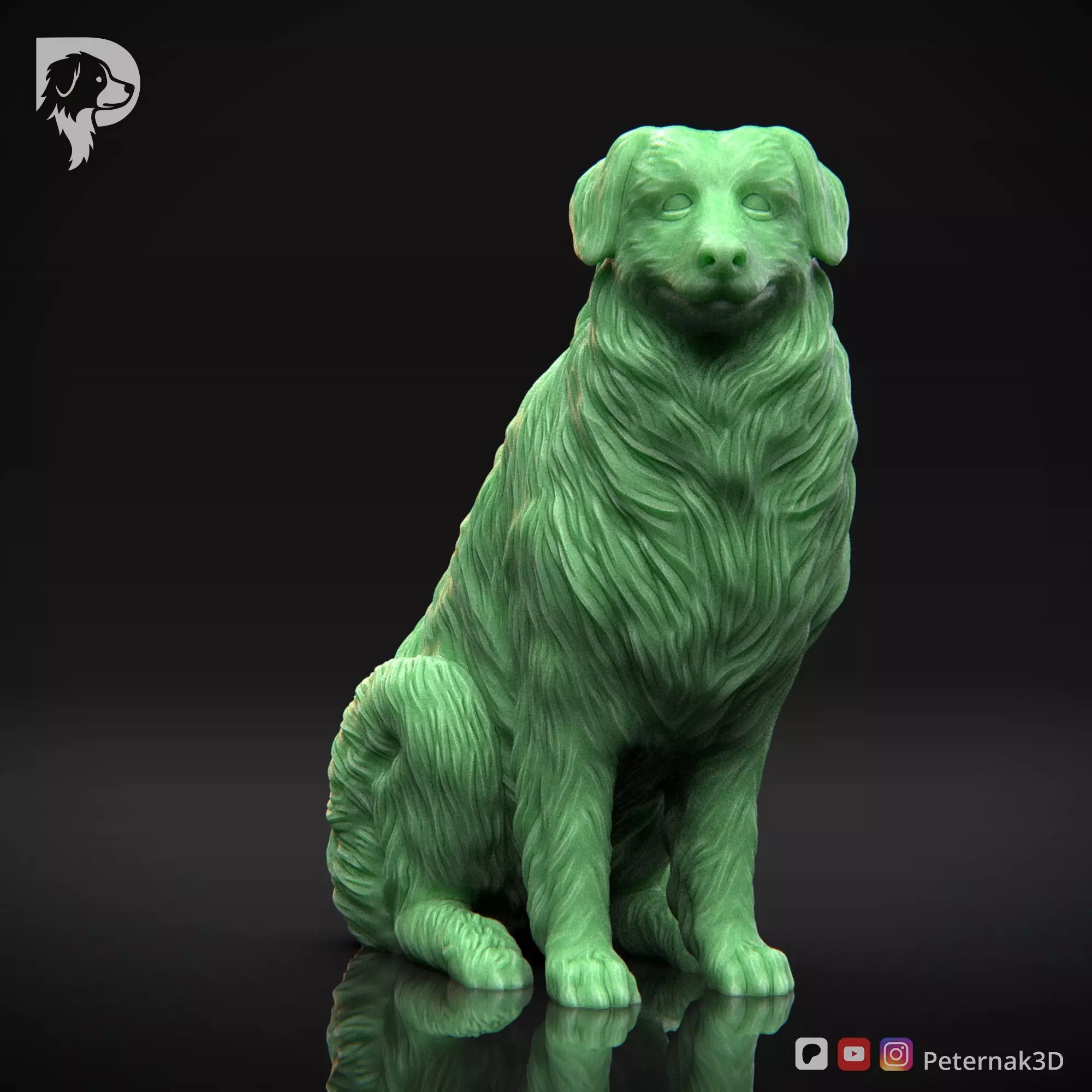 Dog 3D Print Model Australian Shepherd Dog Pose 06 Ready STL 3D print model_2