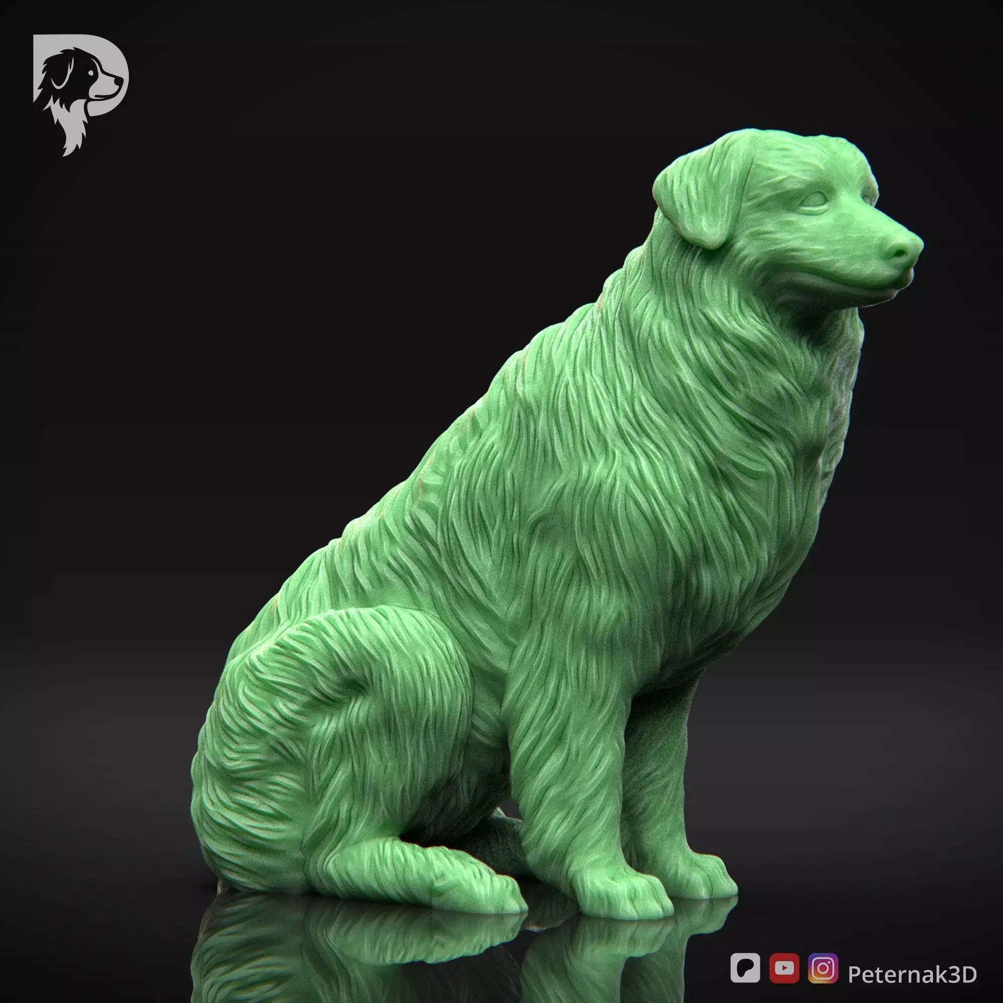 Dog 3D Print Model Australian Shepherd Dog Pose 06 Ready STL 3D print model_3