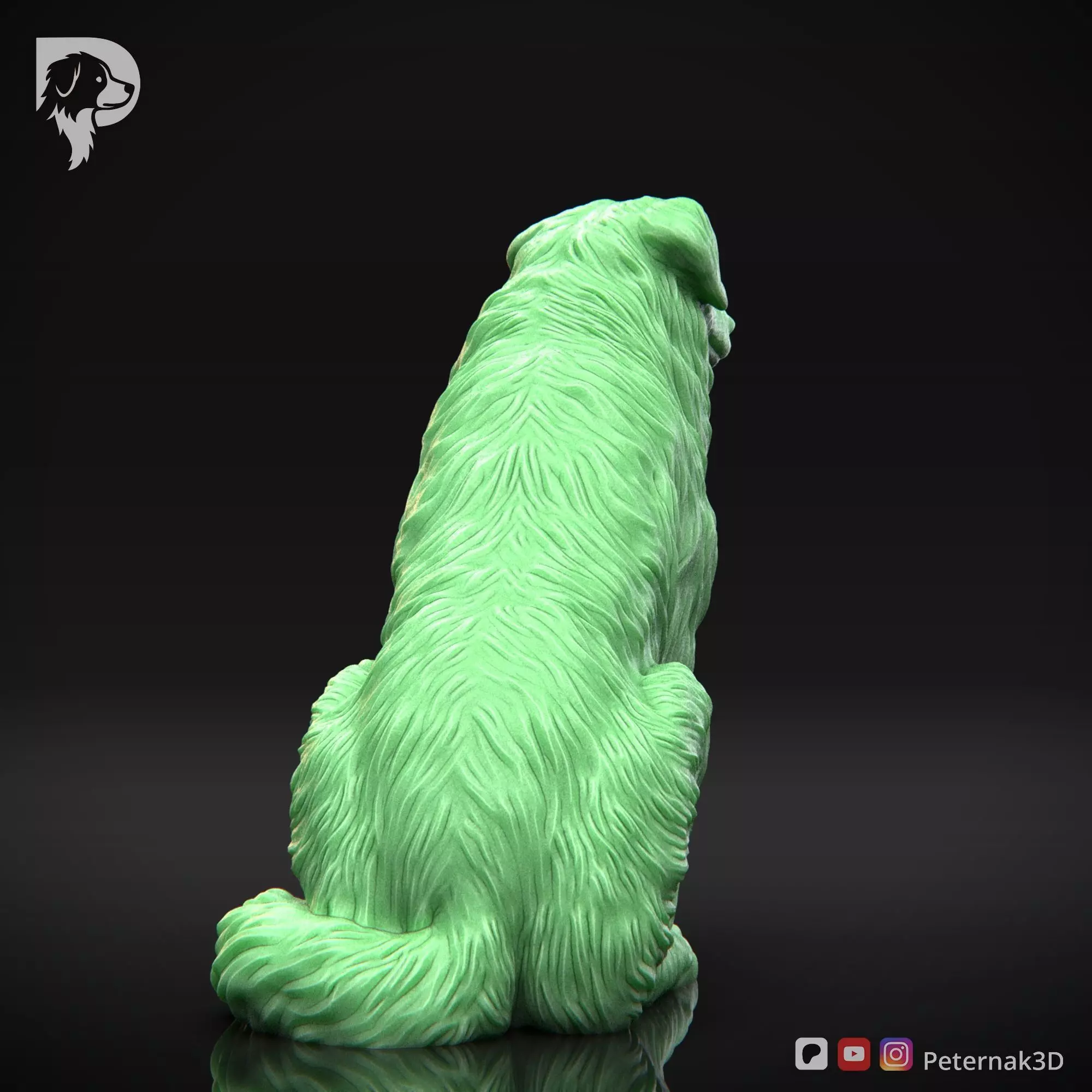 Dog 3D Print Model Australian Shepherd Dog Pose 06 Ready STL 3D print model_6