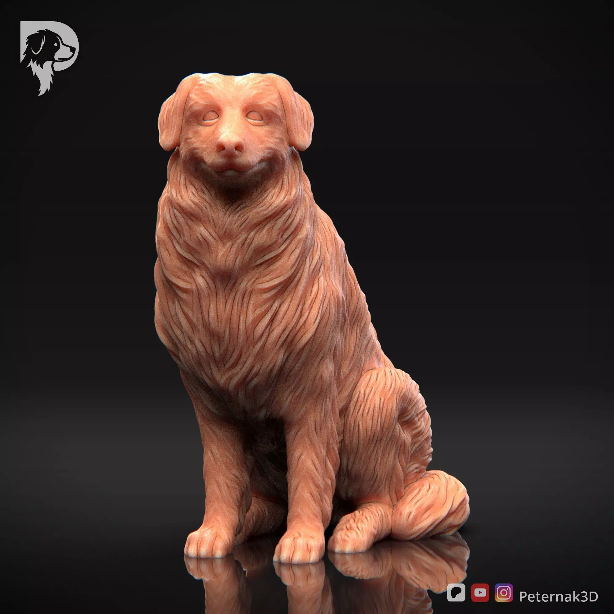 Dog 3D Print Model Australian Shepherd Dog Pose 05 Ready STL 3D print model_2