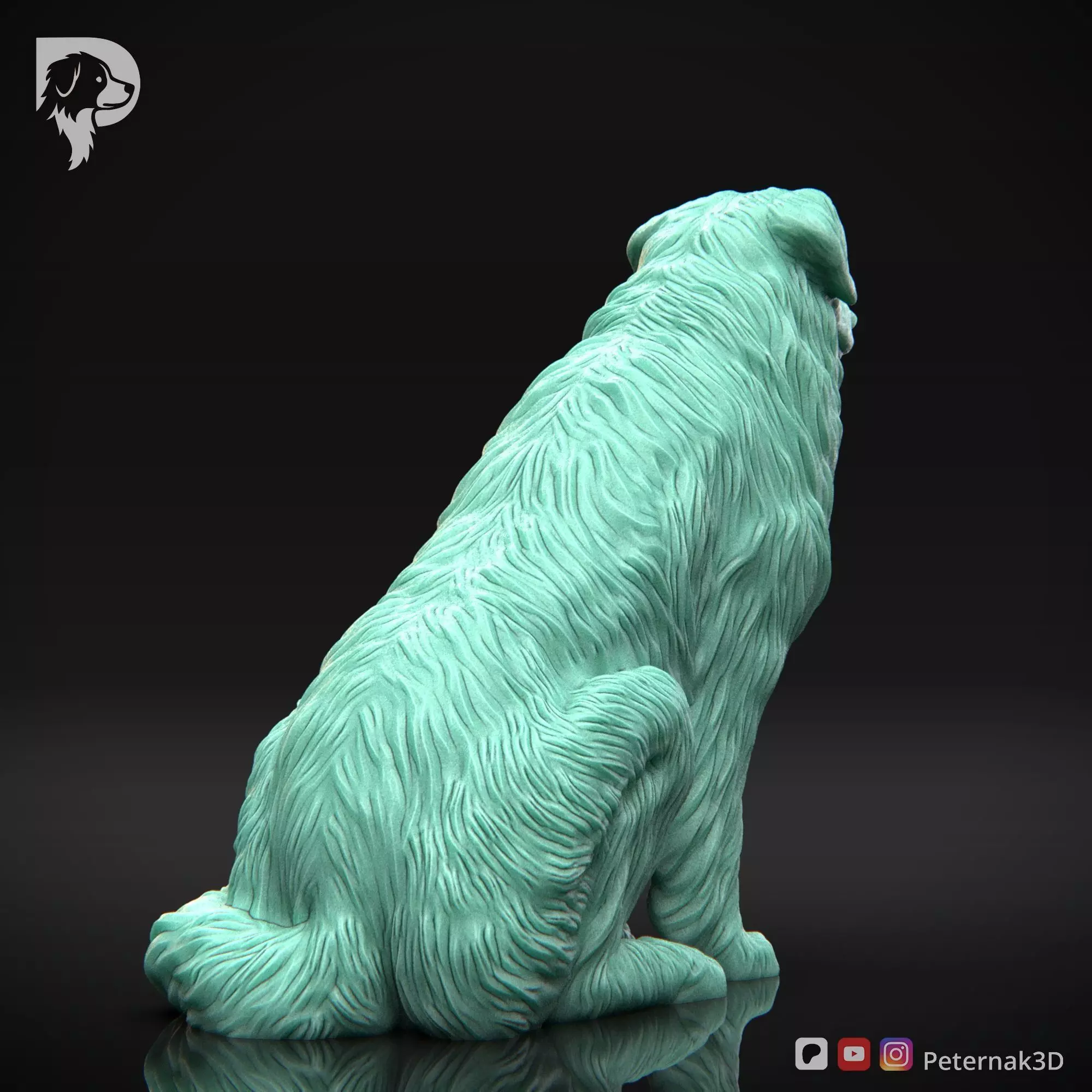 Dog 3D Print Model Australian Shepherd Dog Pose 04 Ready STL 3D print model_6