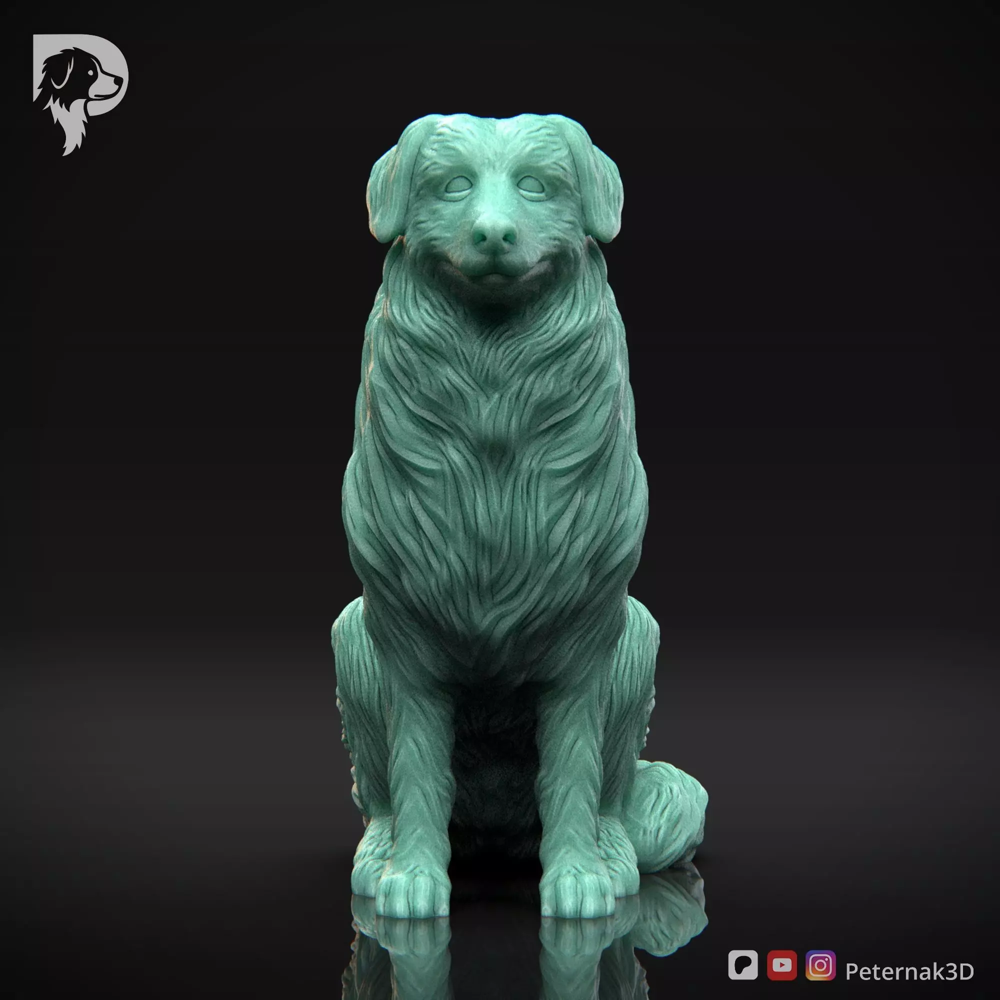 Dog 3D Print Model Australian Shepherd Dog Pose 04 Ready STL 3D print model_2