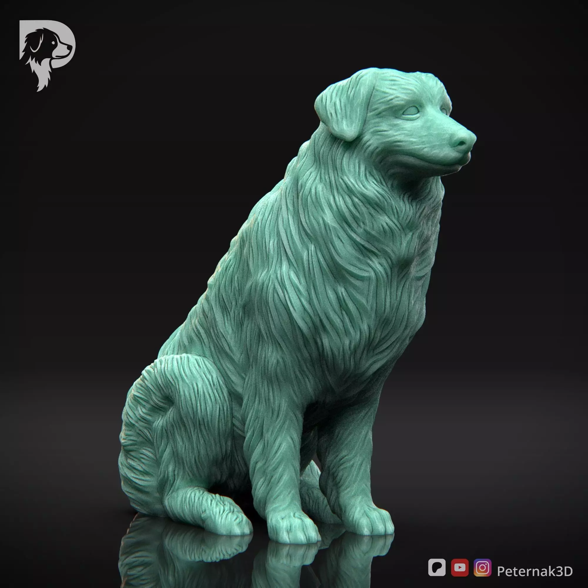 Dog 3D Print Model Australian Shepherd Dog Pose 04 Ready STL 3D print model_3