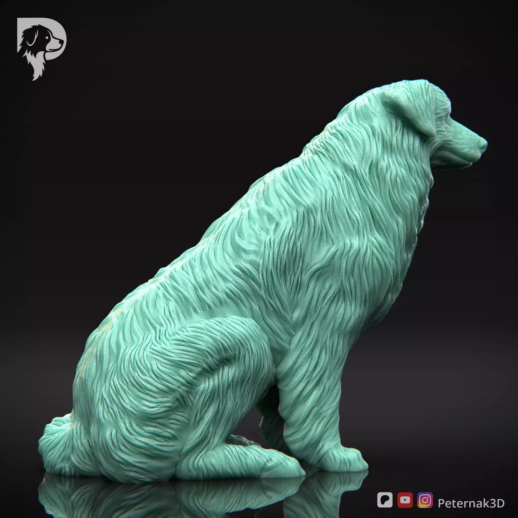 Dog 3D Print Model Australian Shepherd Dog Pose 04 Ready STL 3D print model_5