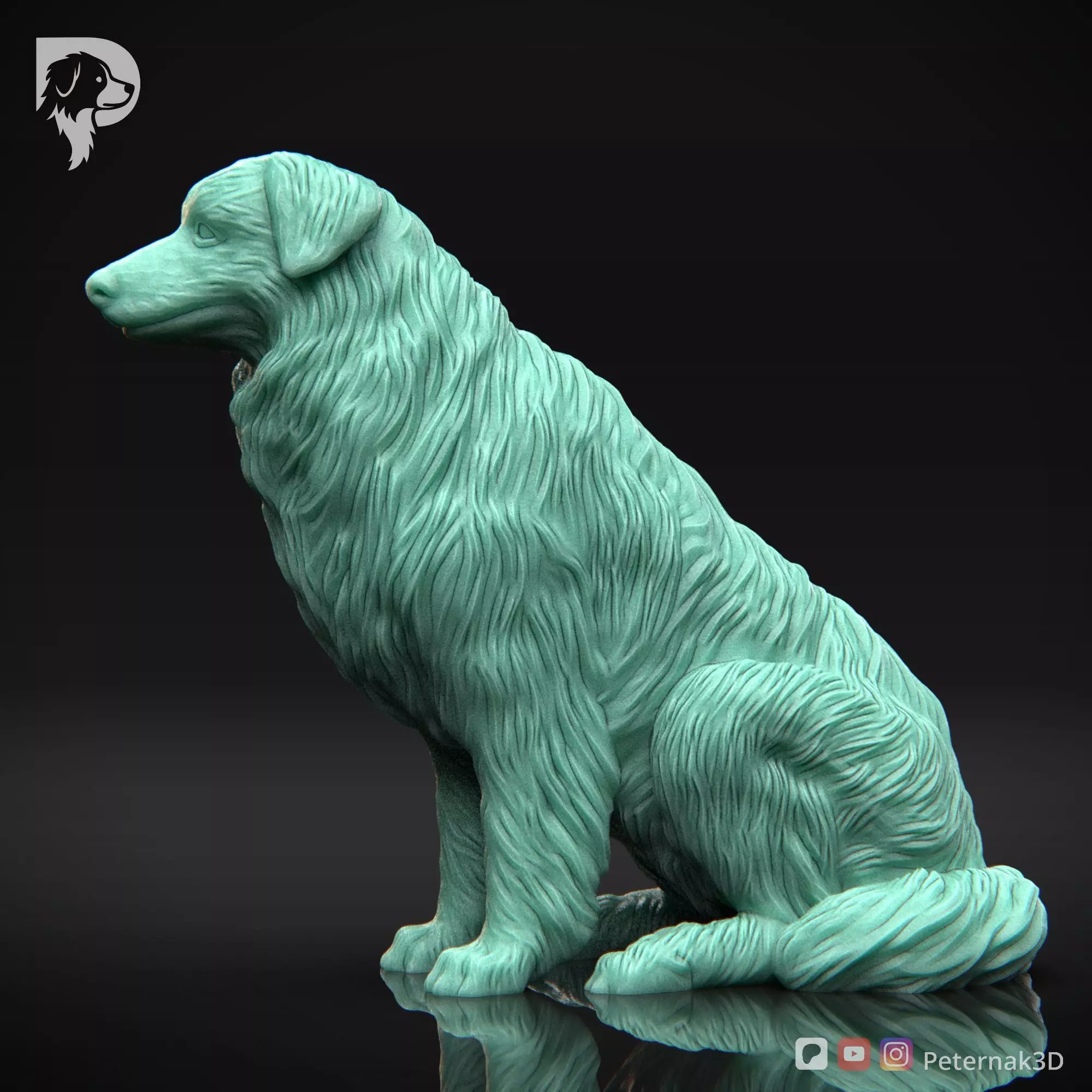 Dog 3D Print Model Australian Shepherd Dog Pose 04 Ready STL 3D print model_9