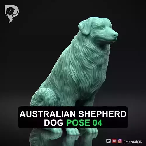 Dog 3D Print Model Australian Shepherd Dog Pose 04 Ready STL