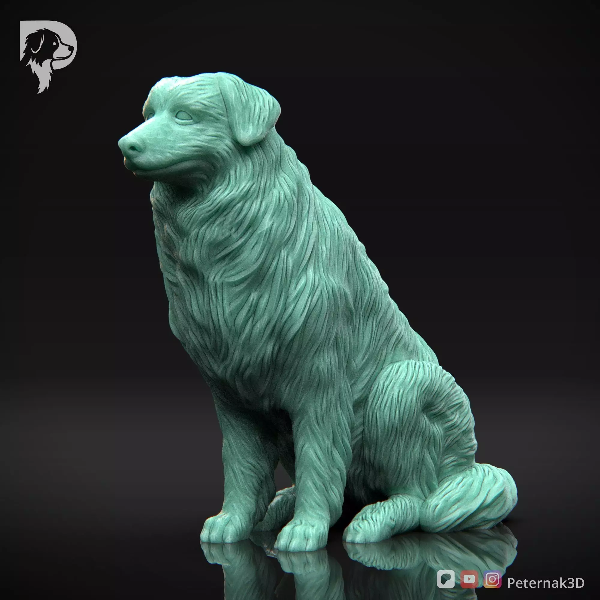 Dog 3D Print Model Australian Shepherd Dog Pose 04 Ready STL 3D print model_10