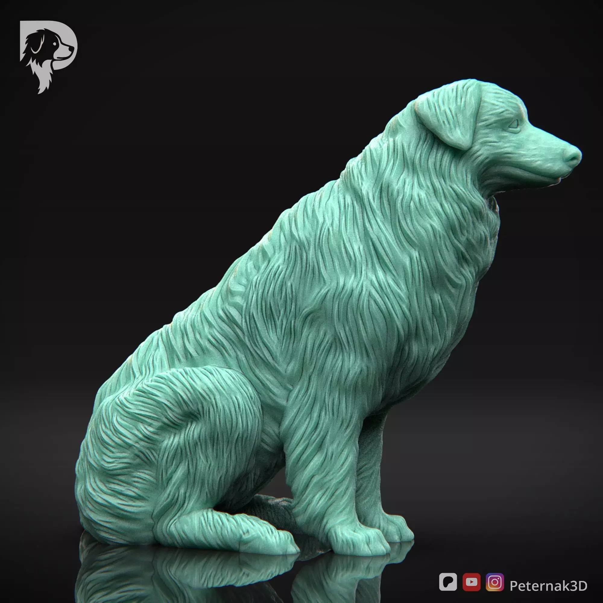 Dog 3D Print Model Australian Shepherd Dog Pose 04 Ready STL 3D print model_4