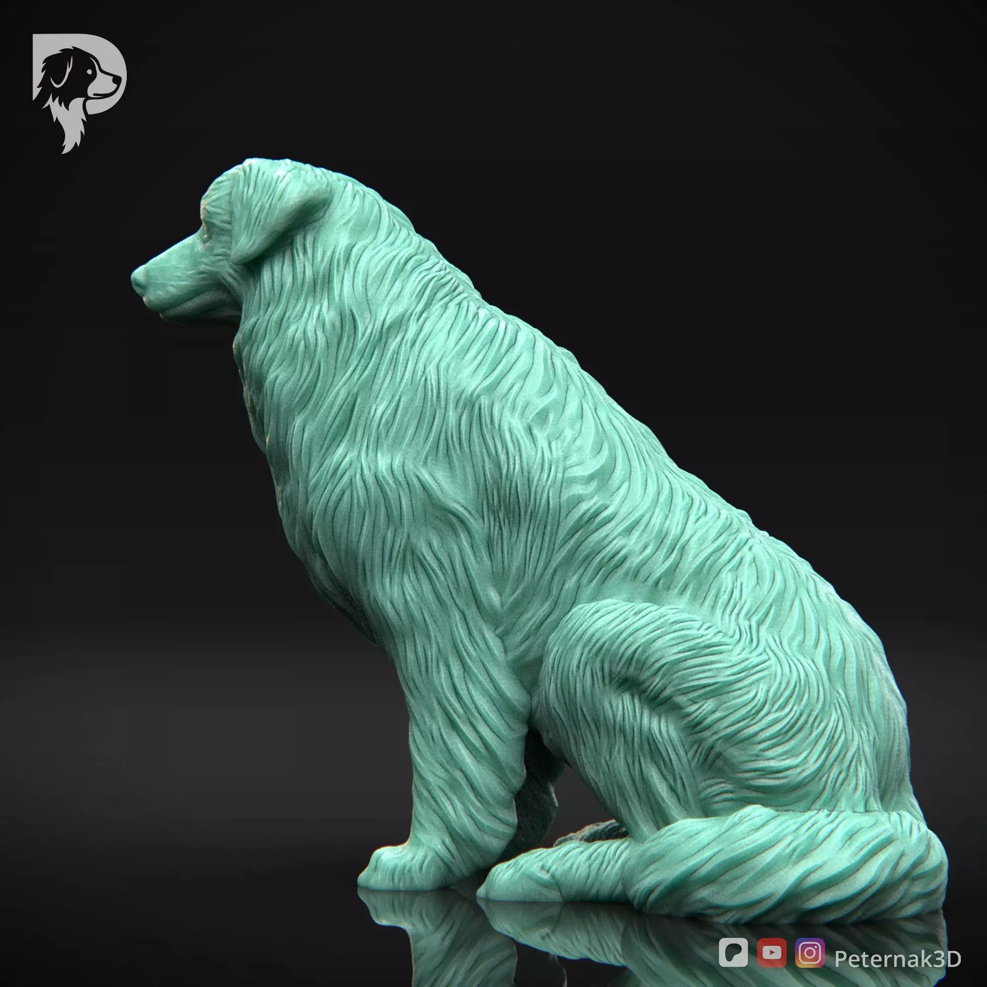 Dog 3D Print Model Australian Shepherd Dog Pose 04 Ready STL 3D print model_8