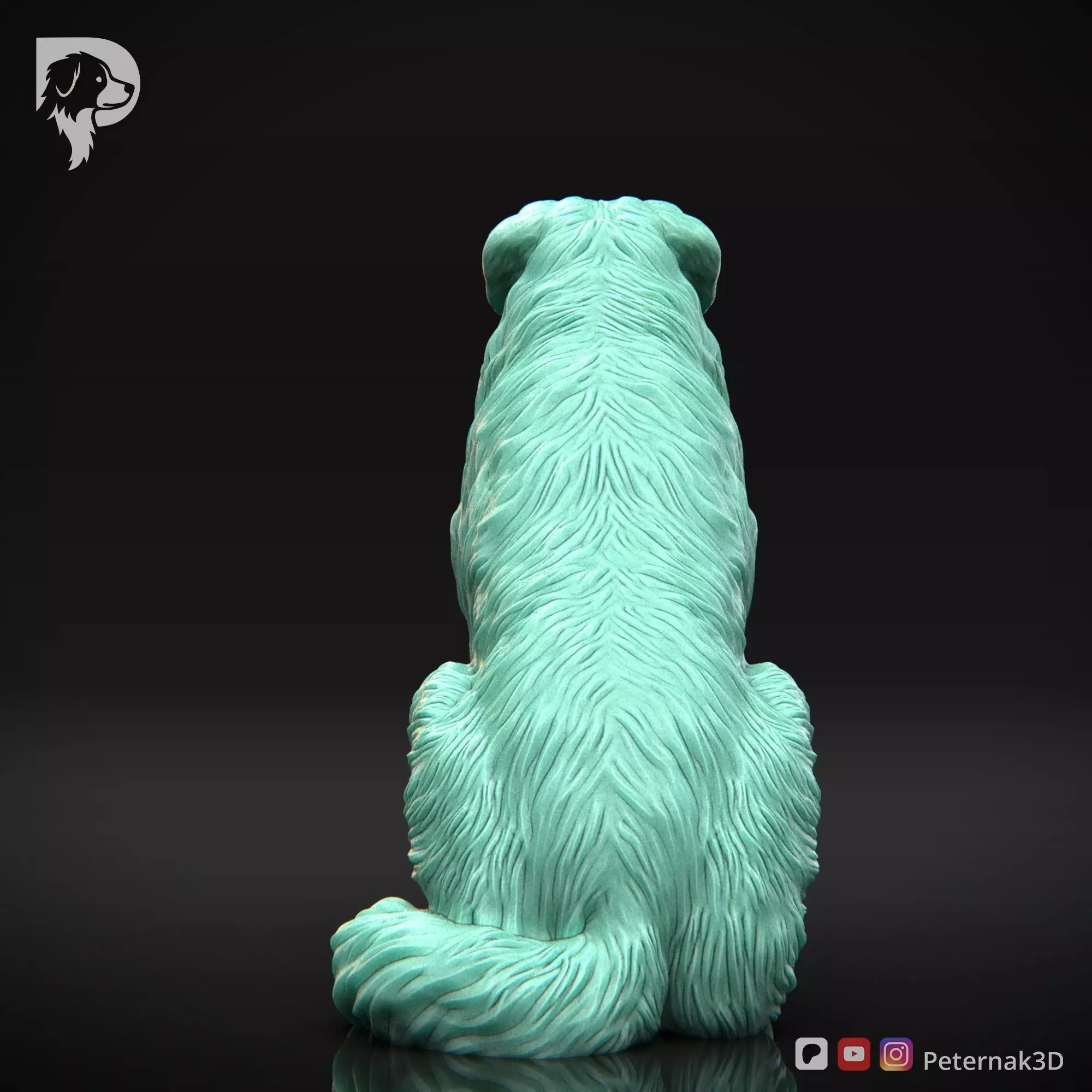 Dog 3D Print Model Australian Shepherd Dog Pose 04 Ready STL 3D print model_7