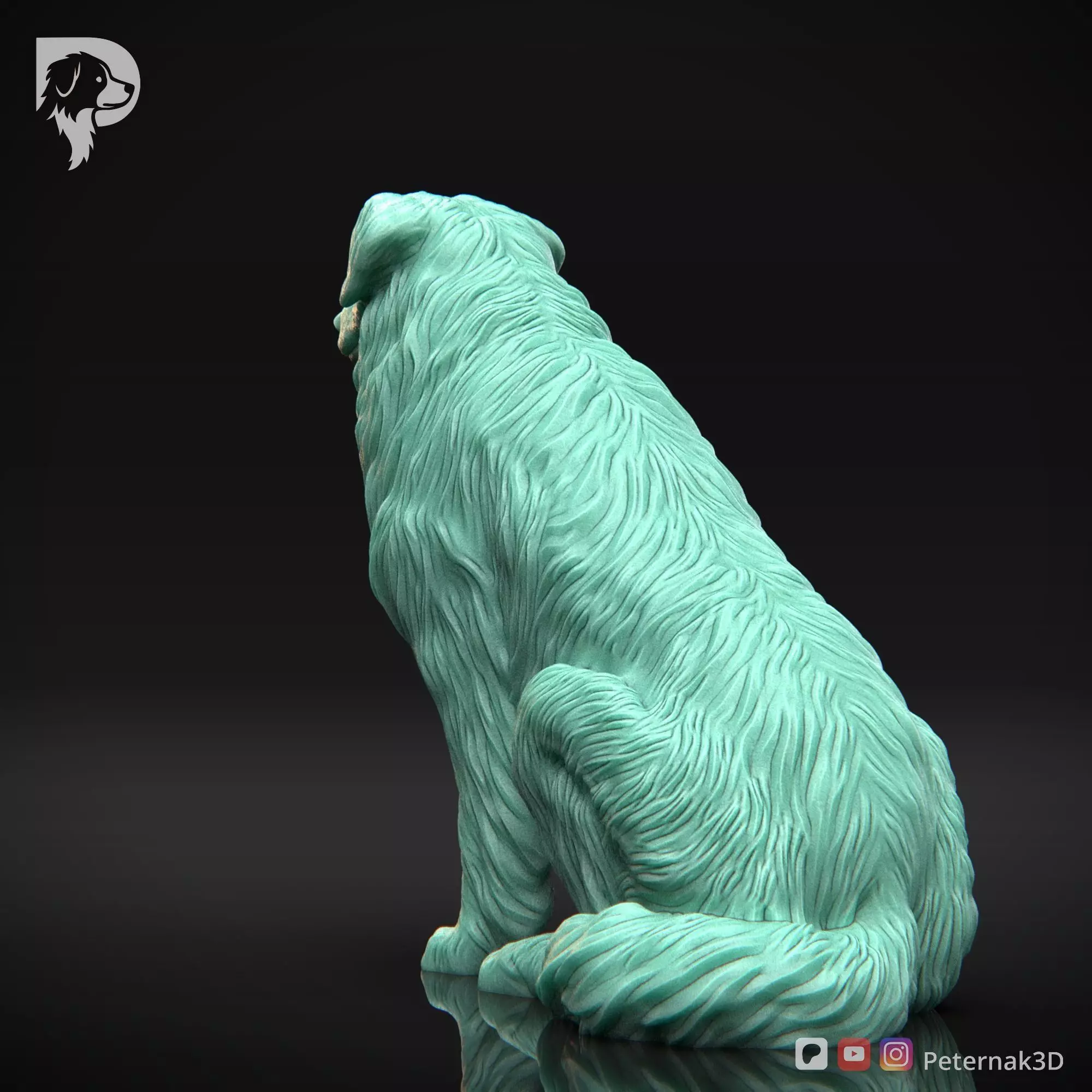 Dog 3D Print Model Australian Shepherd Dog Pose 04 Ready STL 3D print model_11