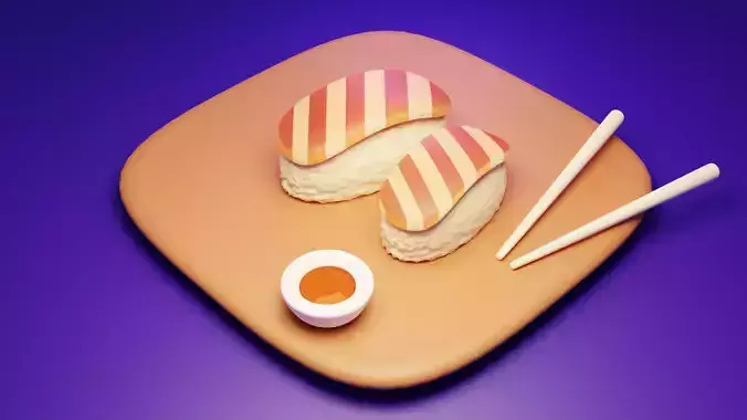 Low poly Sushi model Low-poly 3D model