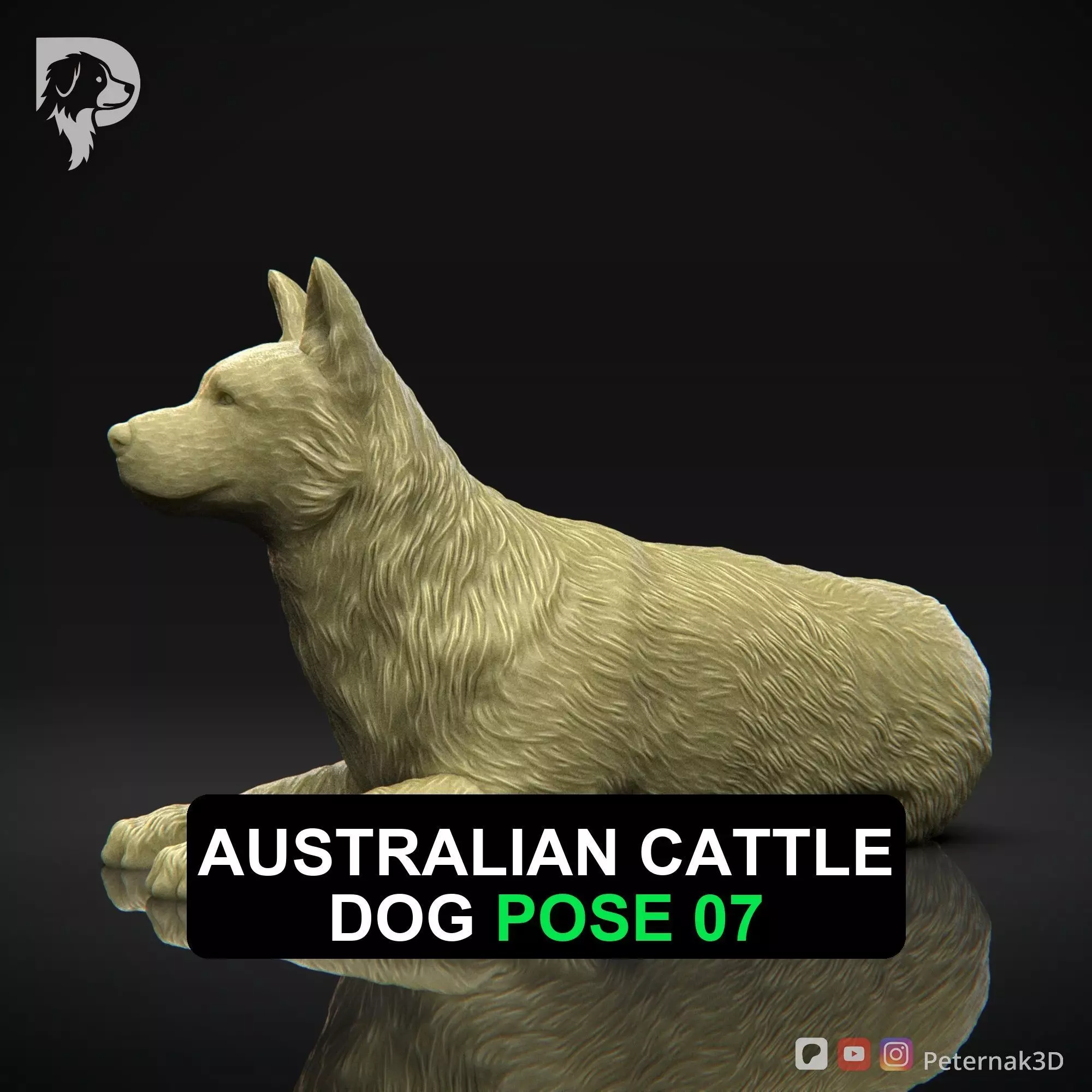 Dog 3D Print Model Australian Cattle Dog Pose 07 Print Ready STL 3D print model
