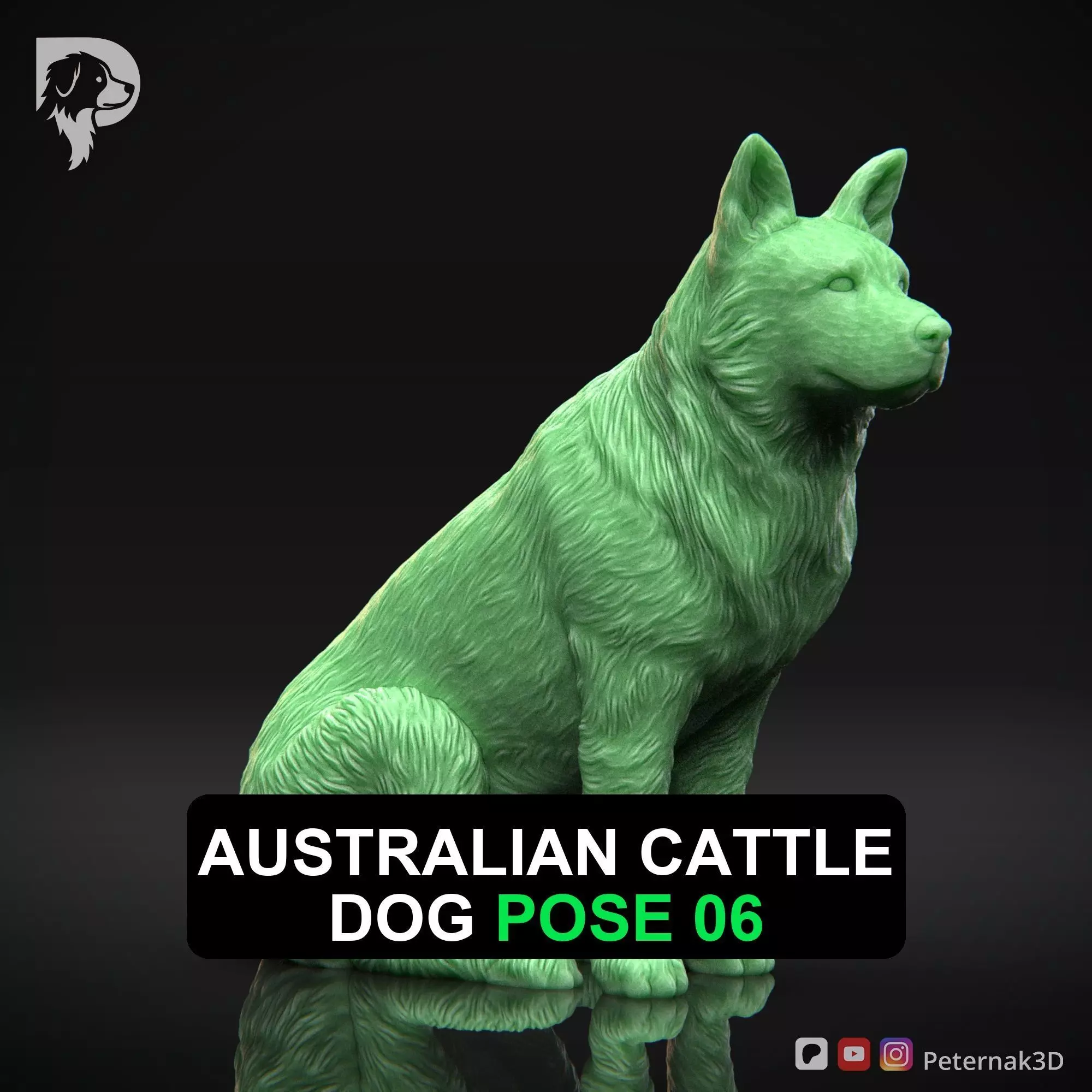 Dog 3D Print Model Australian Cattle Dog Pose 06 Print Ready STL 3D print model_0