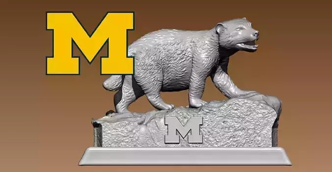 NCCA Michigan Wolverines Mascot statue - University of Michigan 3D print model