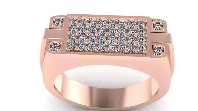 TOP CLASS Men Groom Gents Diamond Ring 3dm stl obj mtl 3D print model