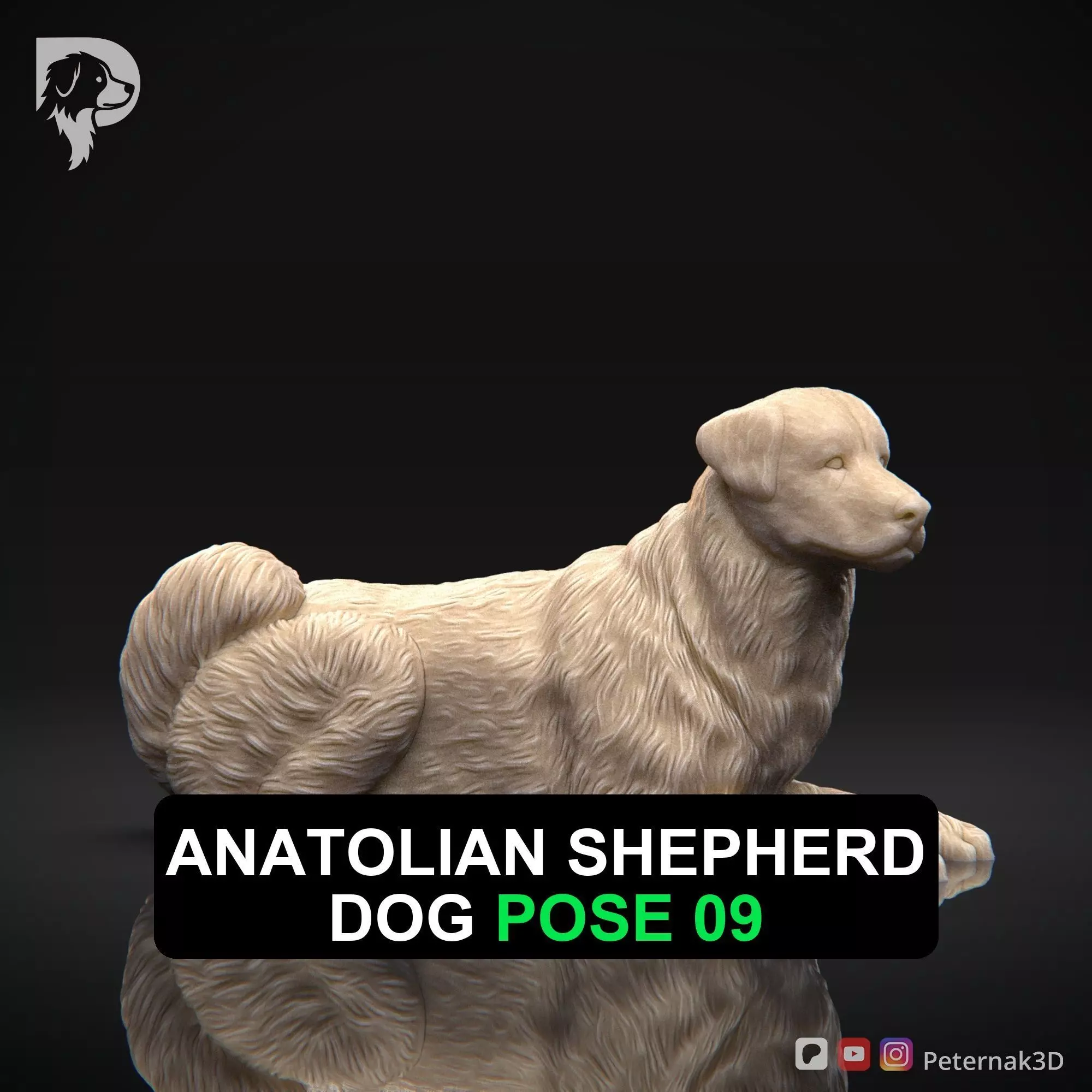 Dog 3D Print Model Anatolian Shepherd Pose 09 Print Ready STL 3D print model