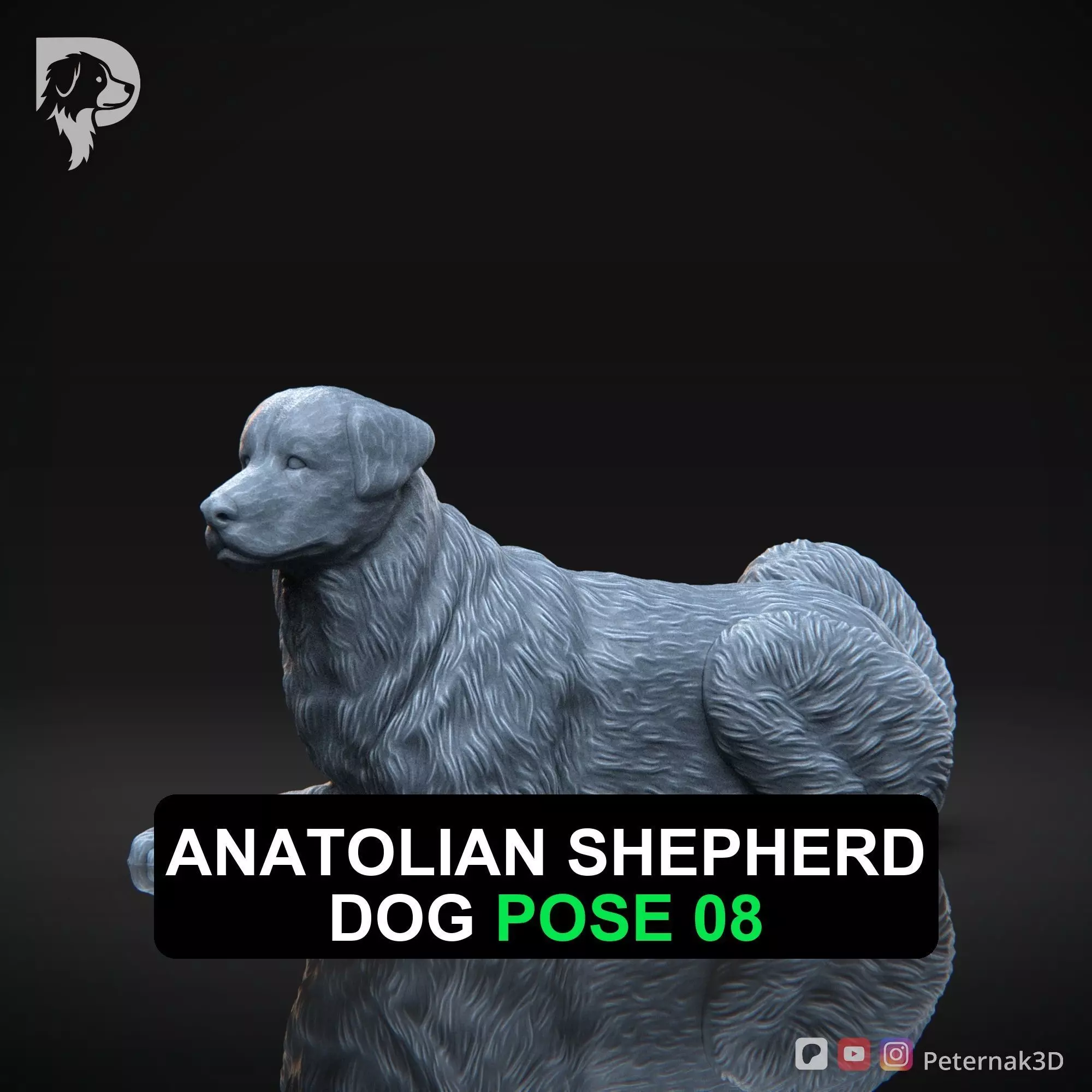 Dog 3D Print Model Anatolian Shepherd Pose 08 Print Ready STL 3D print model