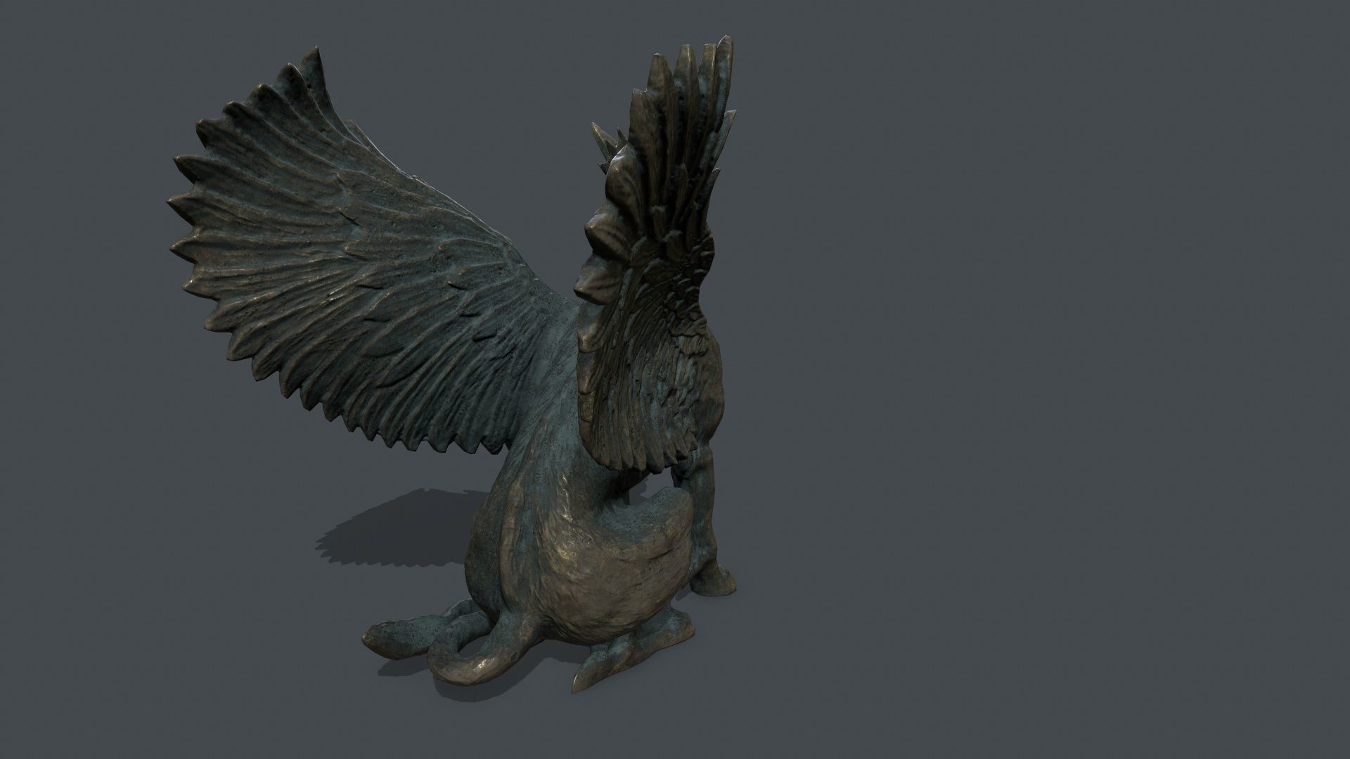 Statue Creature Low-poly 3D model_6