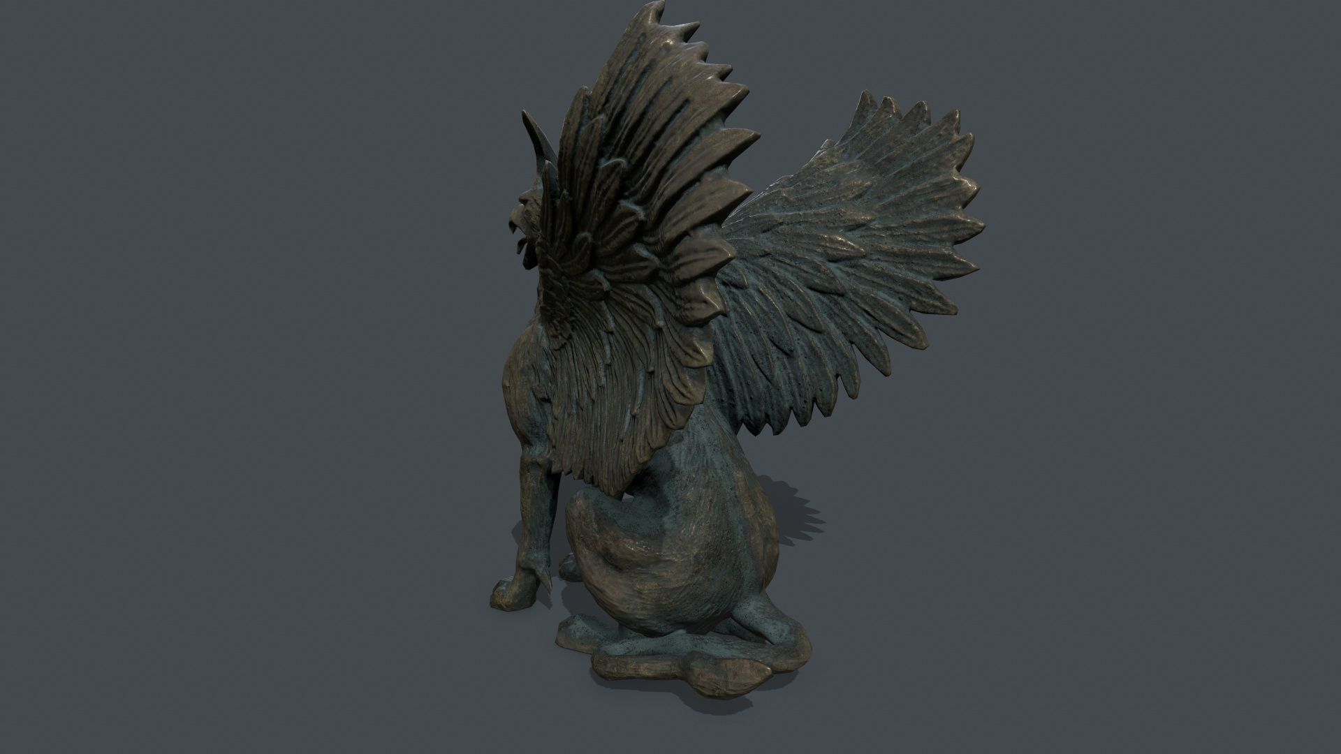 Statue Creature Low-poly 3D model_8