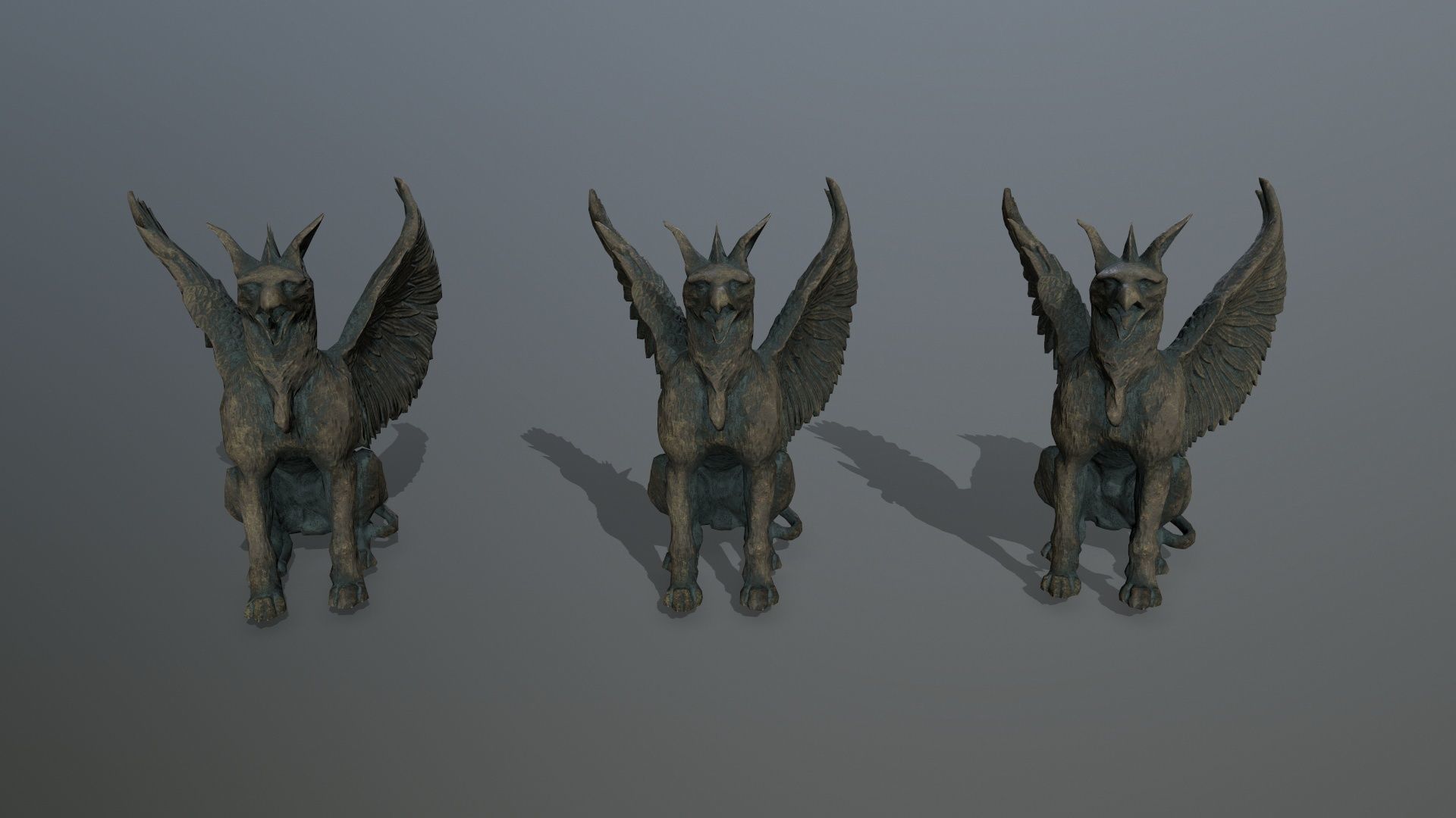Statue Creature Low-poly 3D model_12