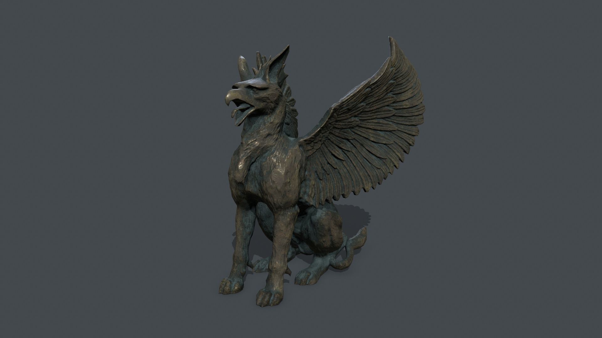 Statue Creature Low-poly 3D model_10