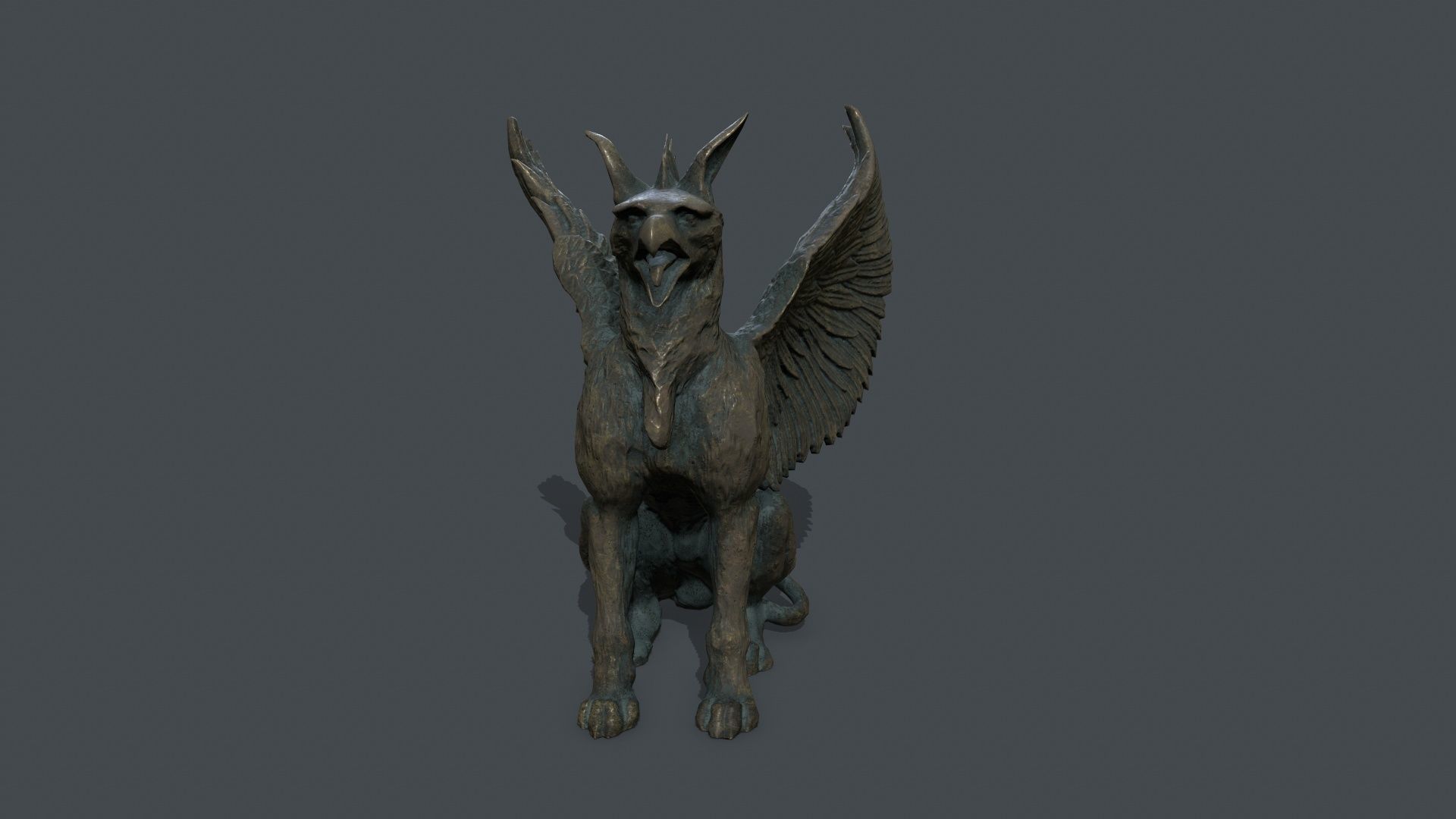Statue Creature Low-poly 3D model_3