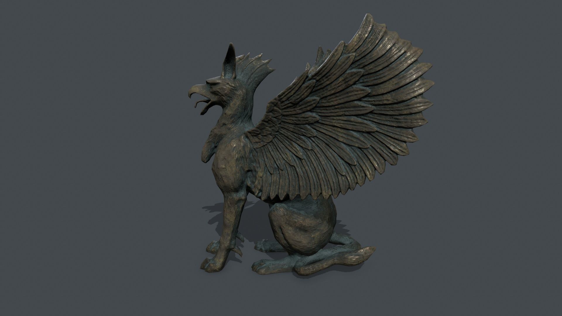 Statue Creature Low-poly 3D model_9