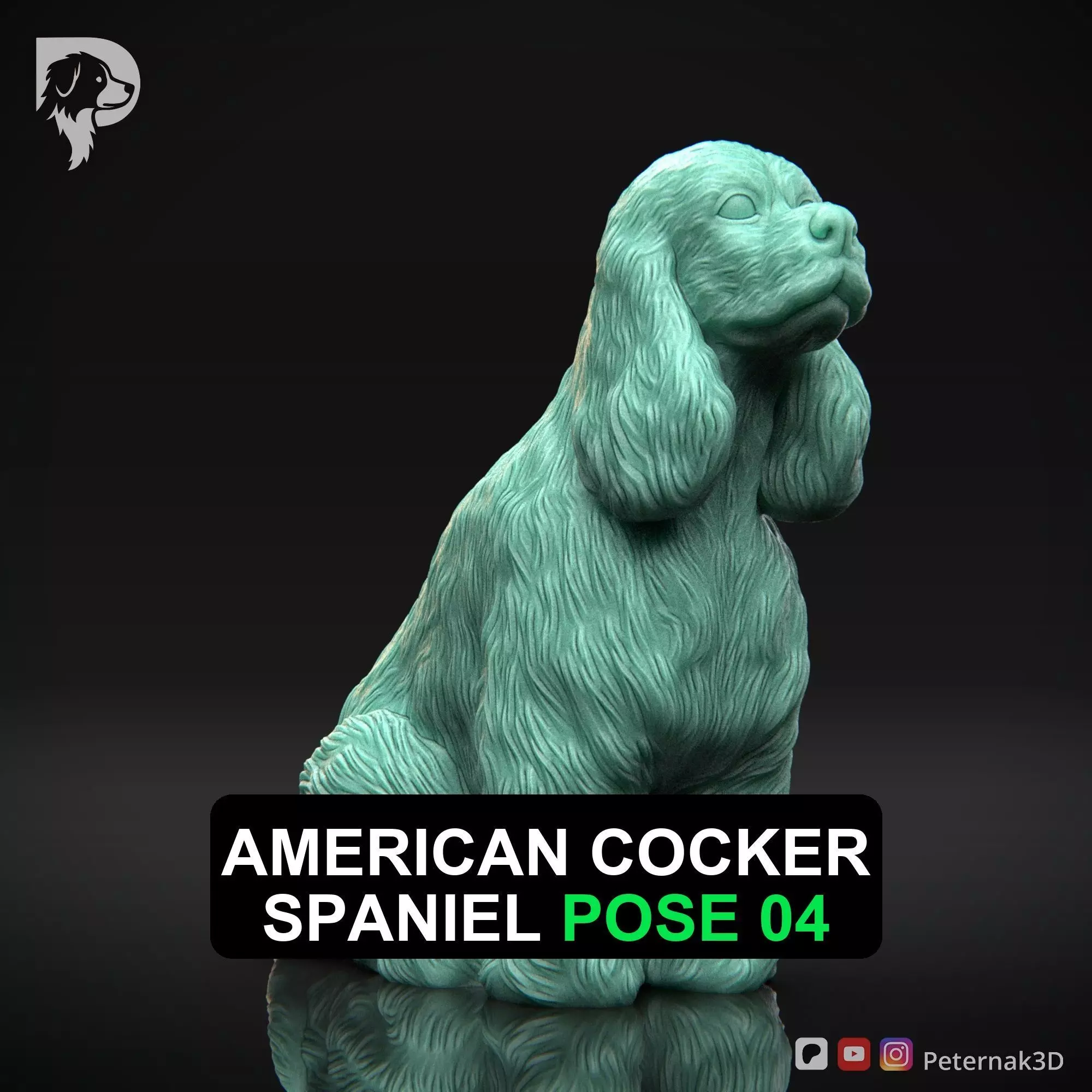 Dog 3D Print Model American Cocker Spaniel Pose 04 Ready STL 3D print model