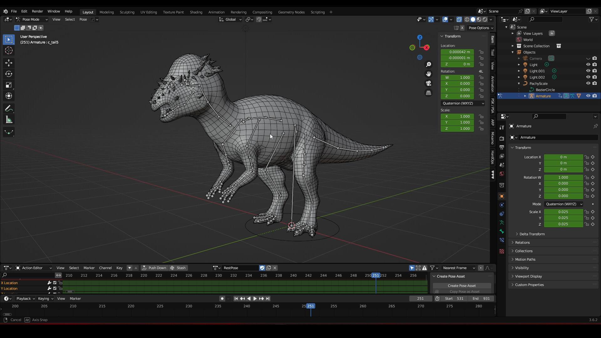 Pachycephalosaurus - Thick-Headed Lizard Low-poly 3D model_14