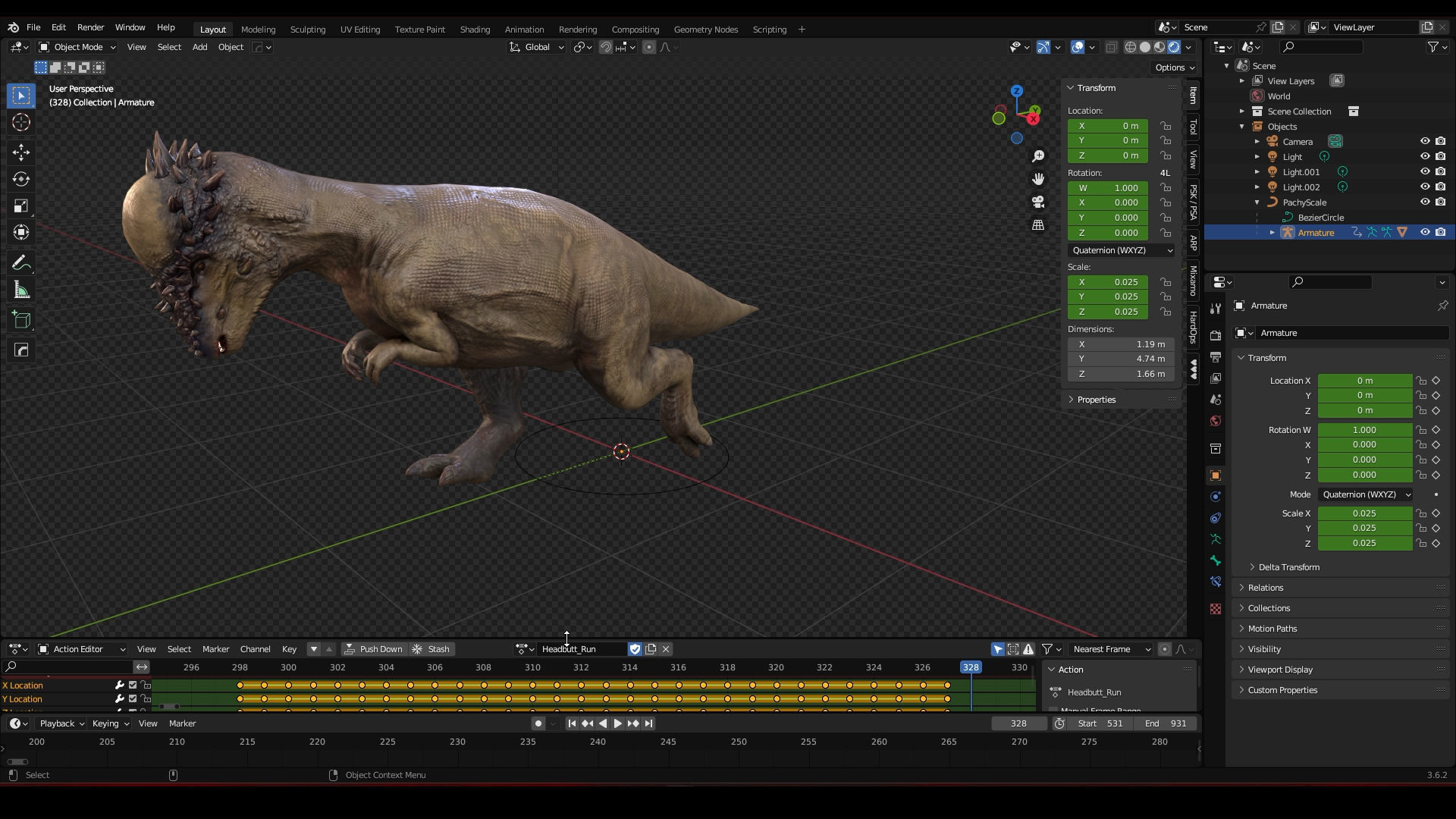 Pachycephalosaurus - Thick-Headed Lizard Low-poly 3D model_5