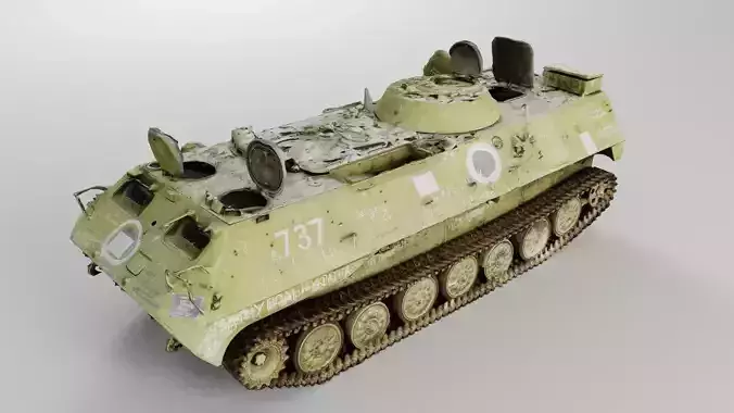 destroyed russian MT-LB multi-purpose towing vehicle 3D model