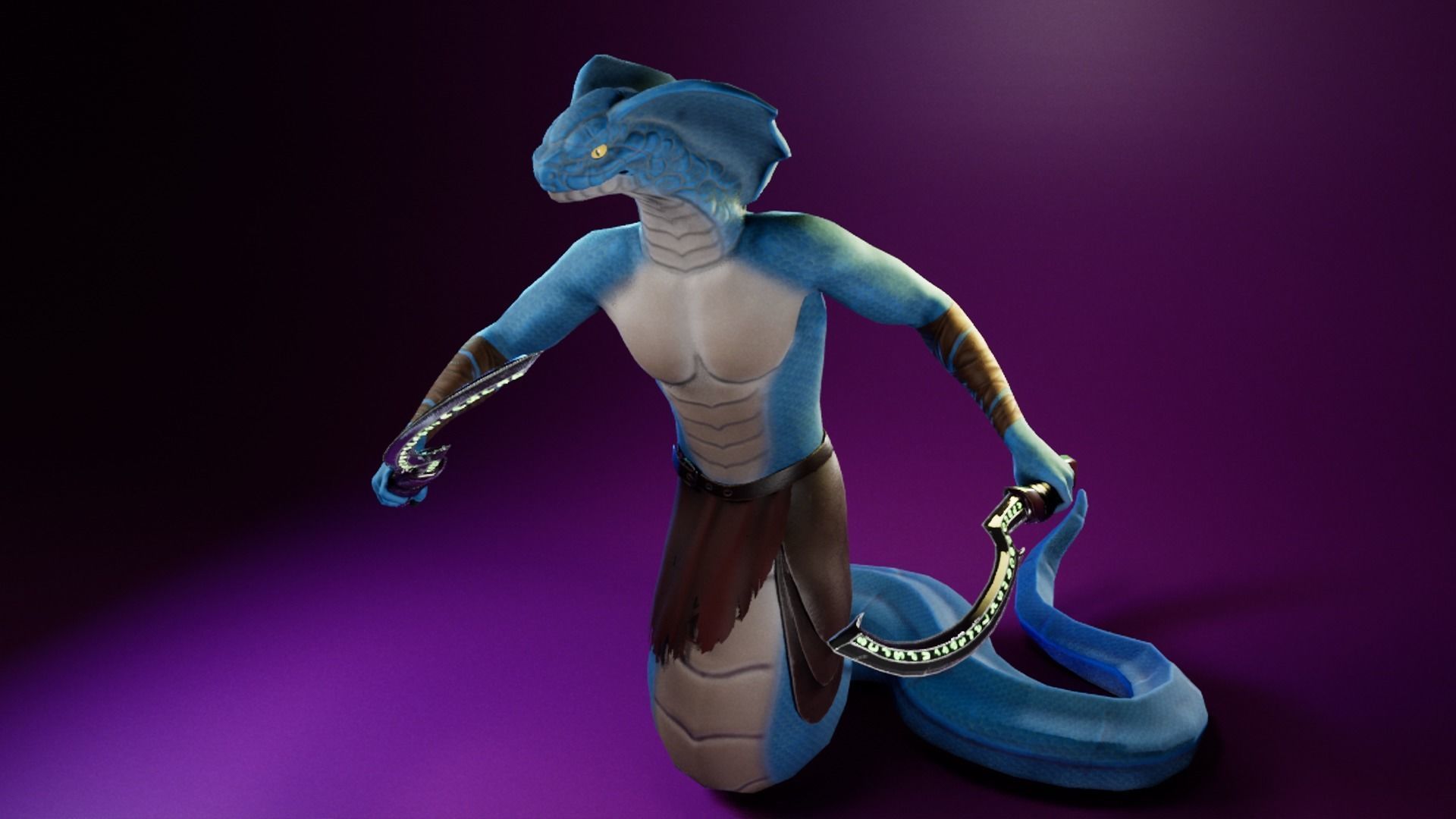 Snake Warrior Low-poly 3D model_6