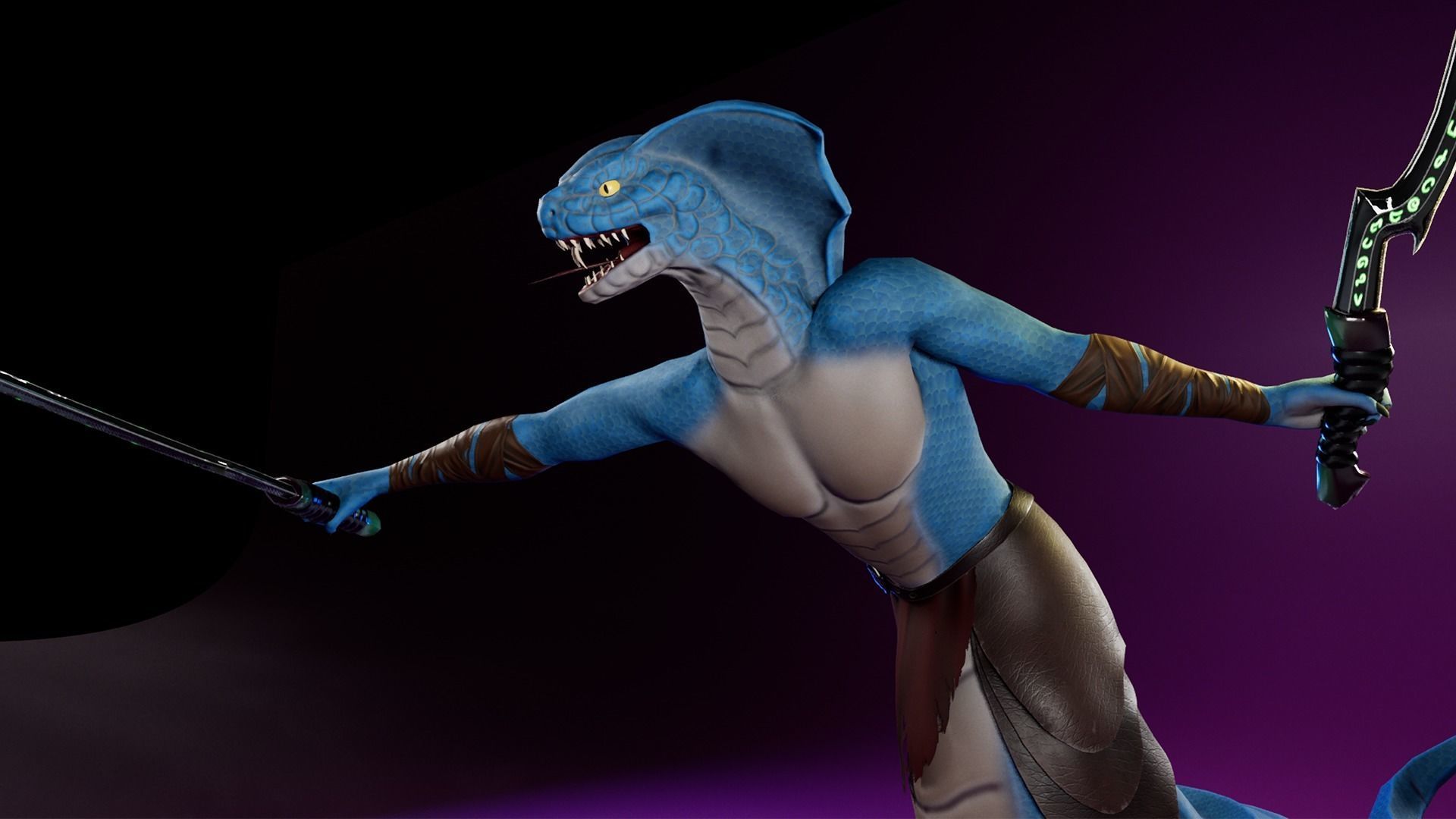 Snake Warrior Low-poly 3D model_4