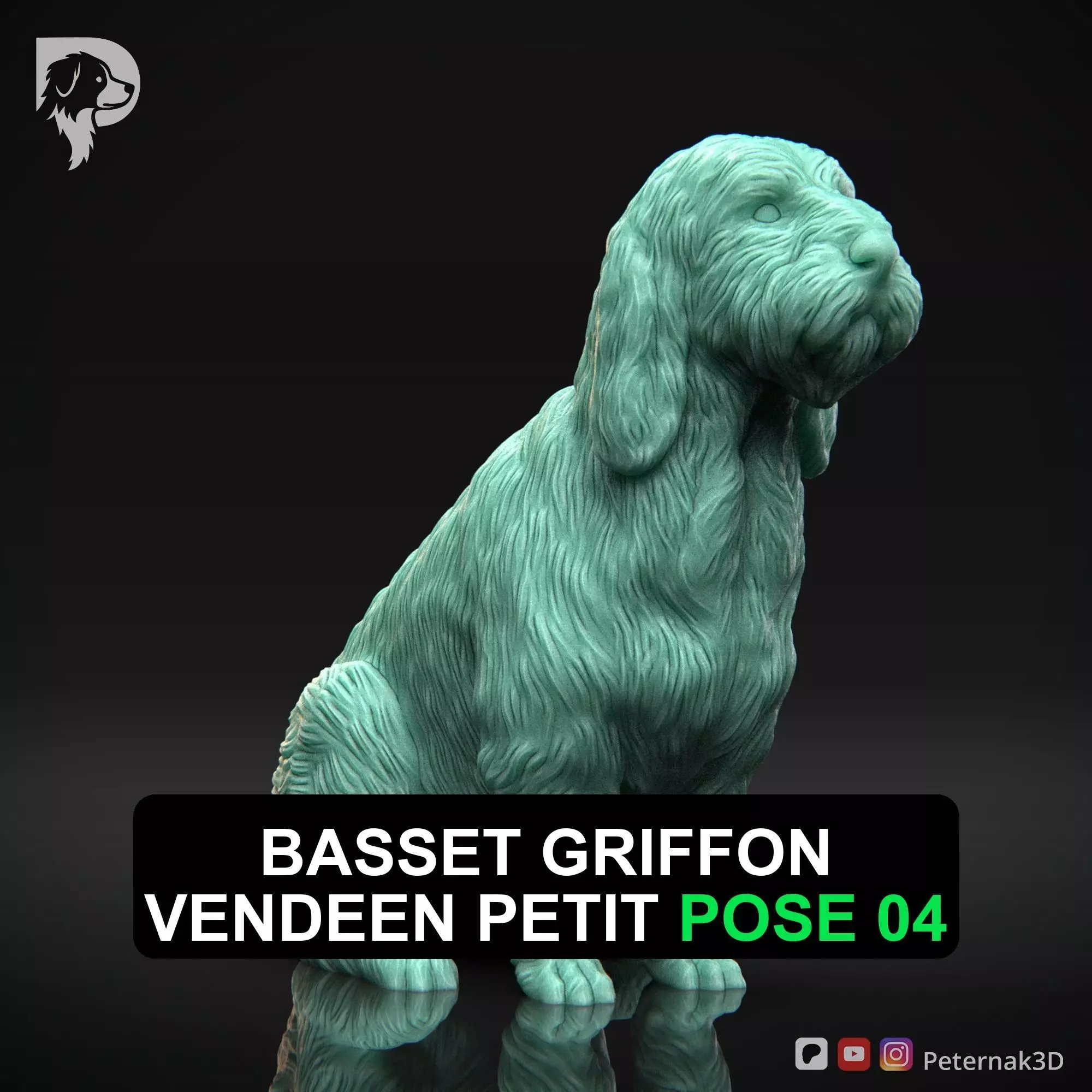 Dog 3D Print Model Basset Griffon Vendeen Petit Pose 04 STL 3D print model