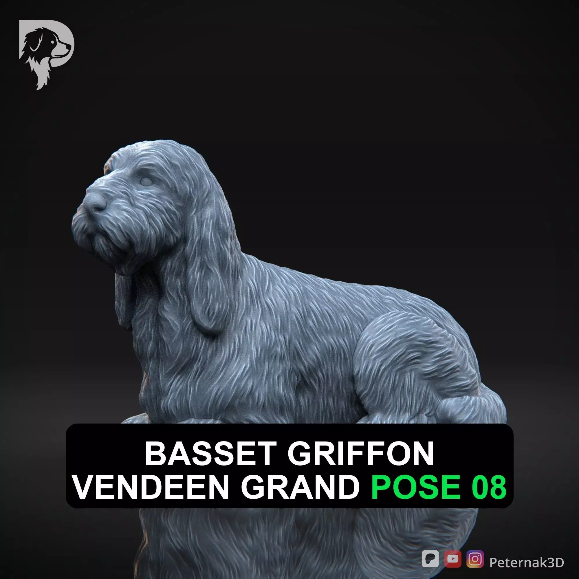 Dog 3D Print Model Basset Griffon Vendeen Grand Pose 08 STL 3D print model