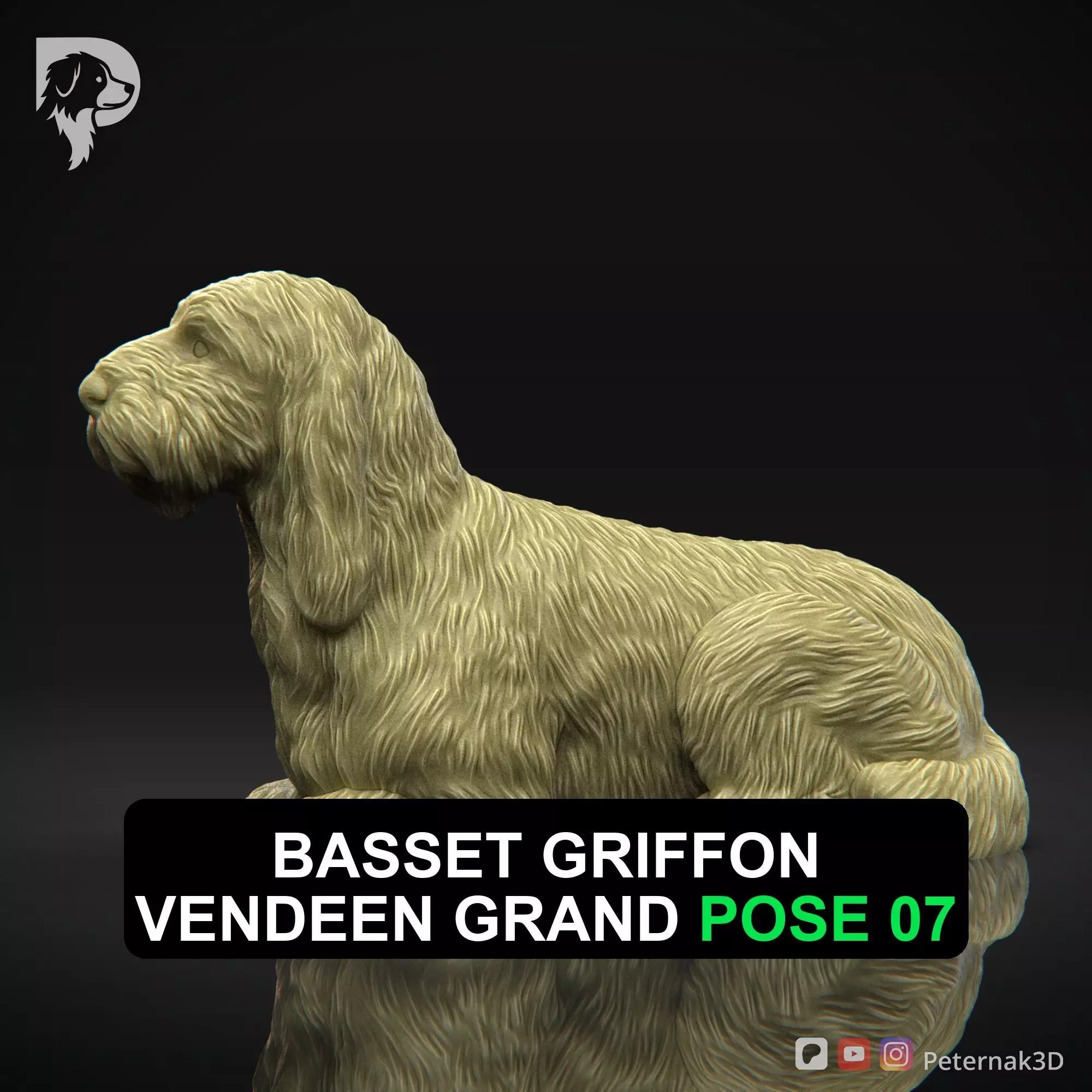 Dog 3D Print Model Basset Griffon Vendeen Grand Pose 07 STL 3D print model