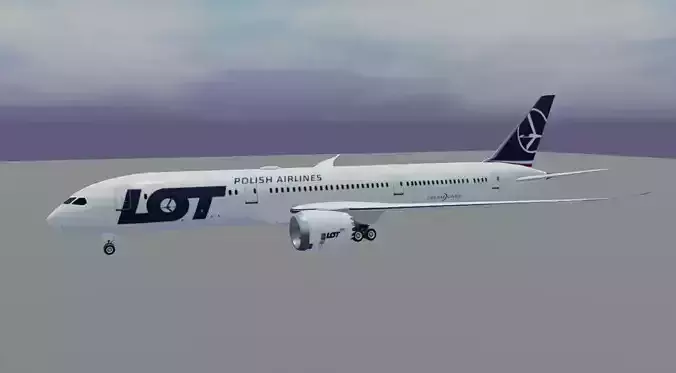 LOT Polish airlines Boeing 787-9 dreamliner 3d model Low-poly 3D model
