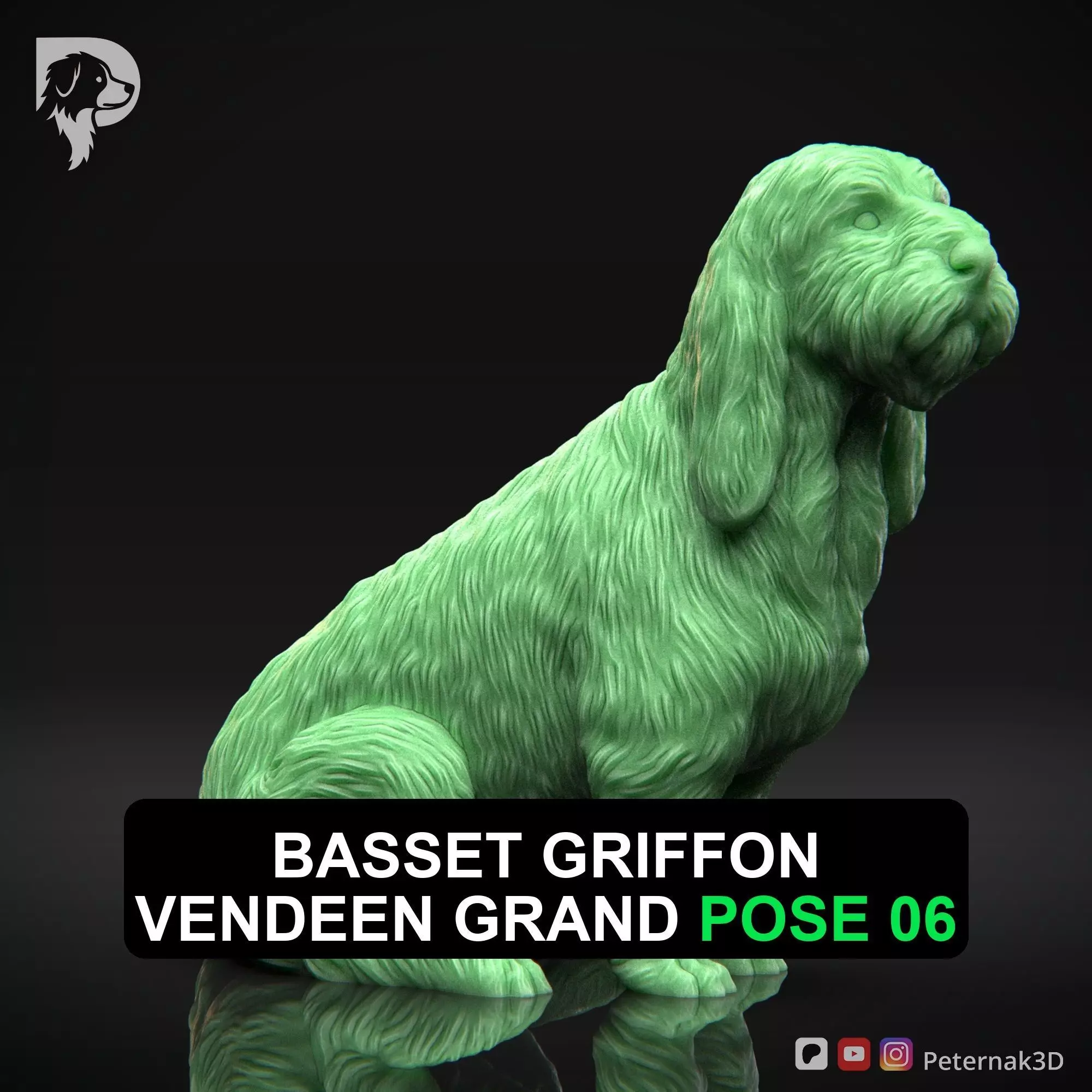 Dog 3D Print Model Basset Griffon Vendeen Grand Pose 06 STL 3D print model