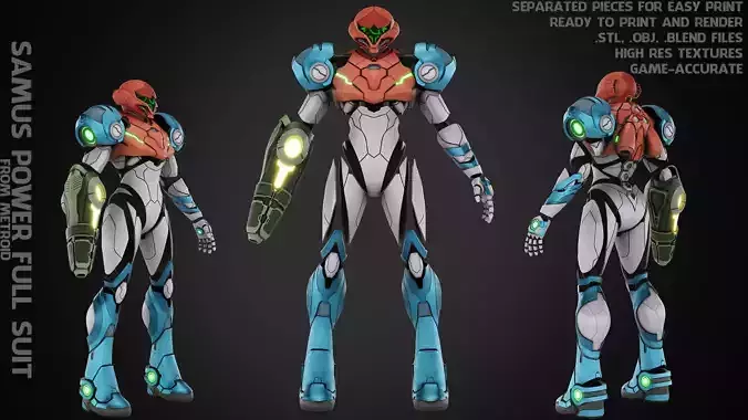 Metroid Samus Aran Power Full Suit for Cosplay 3D Model Collection