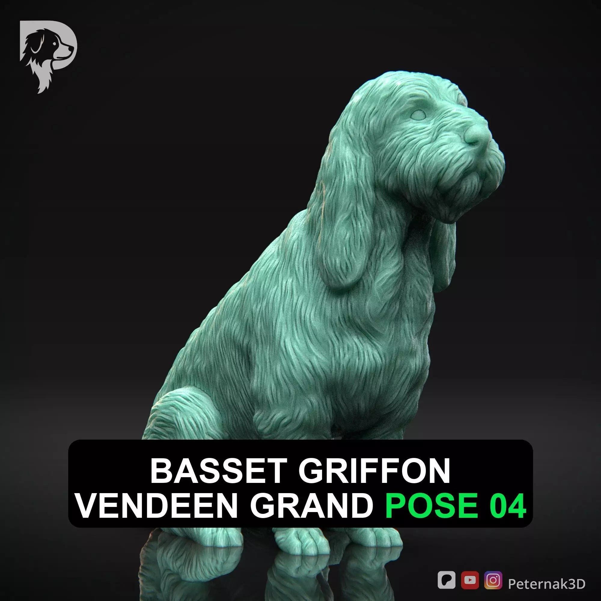 Dog 3D Print Model Basset Griffon Vendeen Grand Pose 04 STL 3D print model